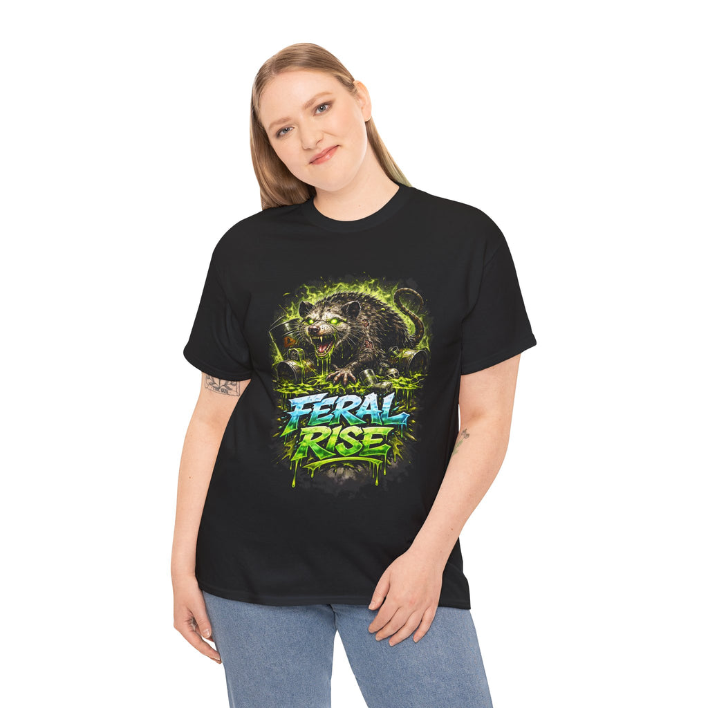 Feral Rise Graphic Tee — Fierce Raccoon Streetwear T‑Shirt