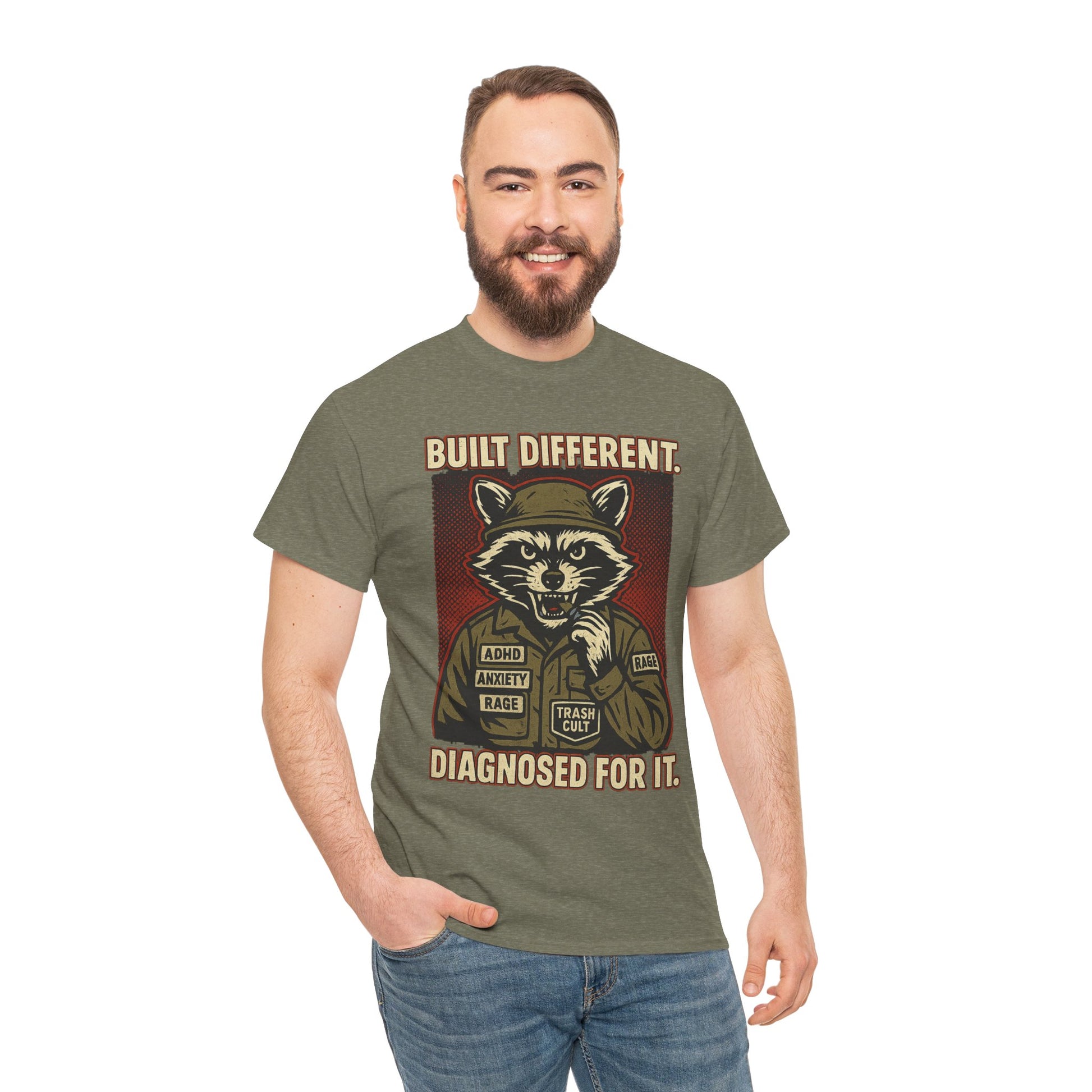 Built Different Diagnosed For It Military Raccoon Shirt – Gildan 5000