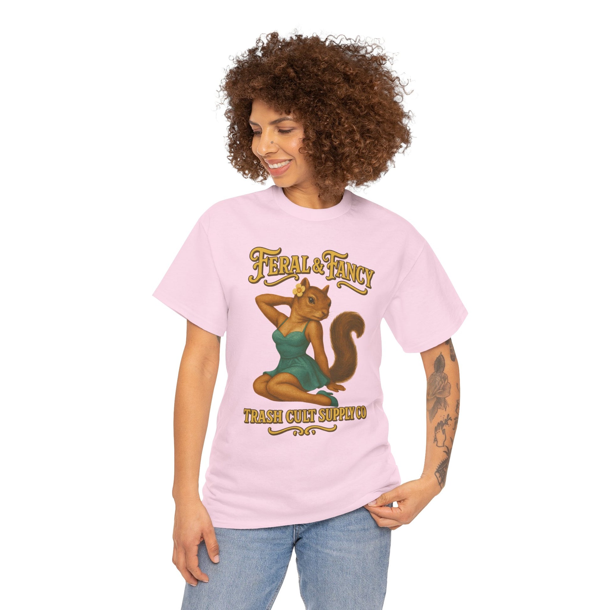 Feral & Fancy Pin-Up Squirrel Shirt – Vintage 1950s Style | Trash Cult Supply Co | Gildan 5000