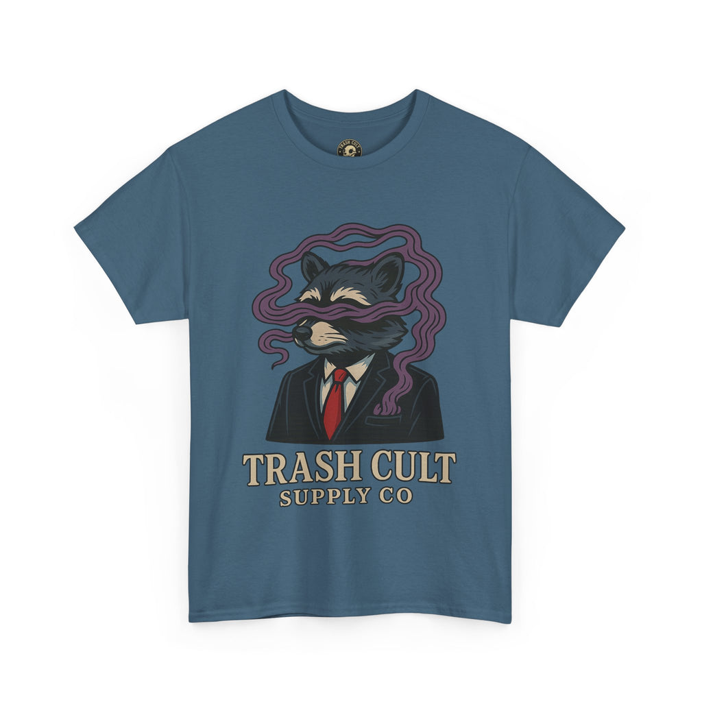 Suited Raccoon Smoke Design – Trash Cult Supply Co | Bold Graffiti Tattoo Tee