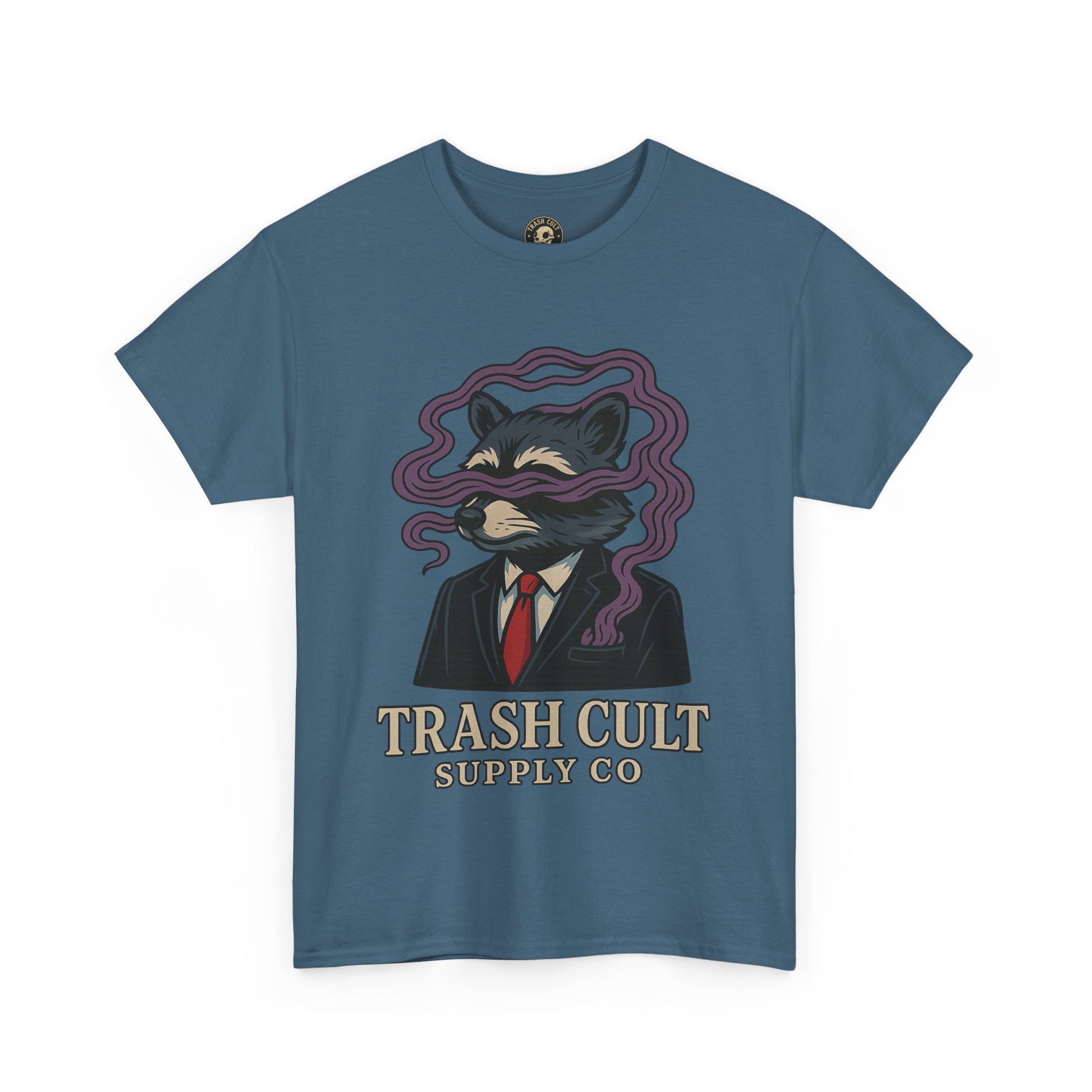 Suited Raccoon Smoke Design – Trash Cult Supply Co | Bold Graffiti Tattoo Tee