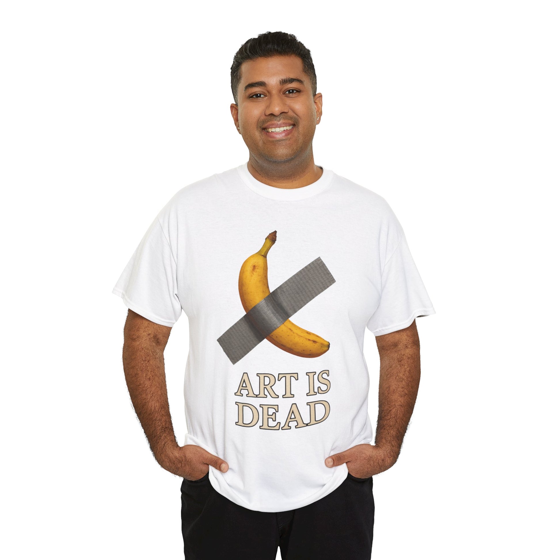 “ART IS DEAD” Banana Duct Tape Meme Tee – Satirical Art Parody Shirt by Trash Cult Supply Co.
