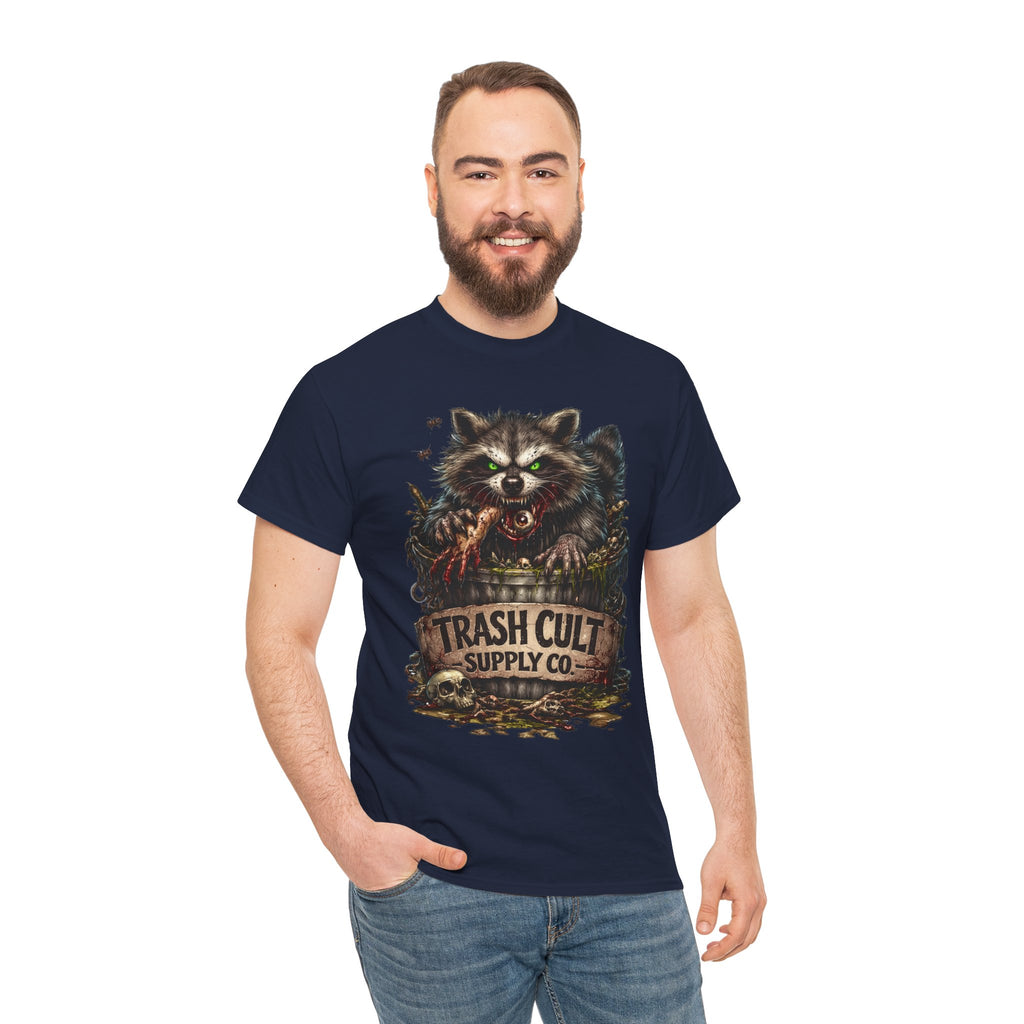 Raccoon 'Trash Cult Supply Co.' Graphic Tee — Vintage Grunge Animal Streetwear