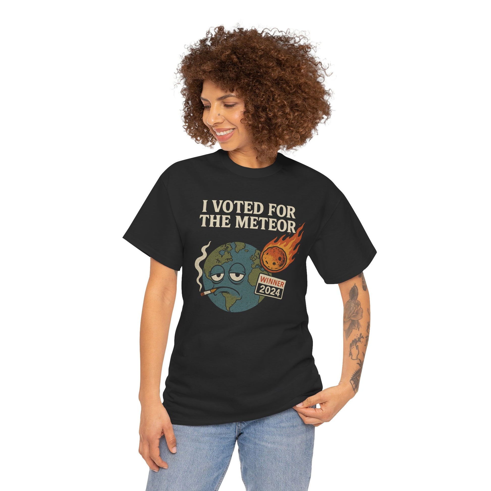 I Voted for the Meteor Shirt – Funny Anti-Politics Graphic Tee