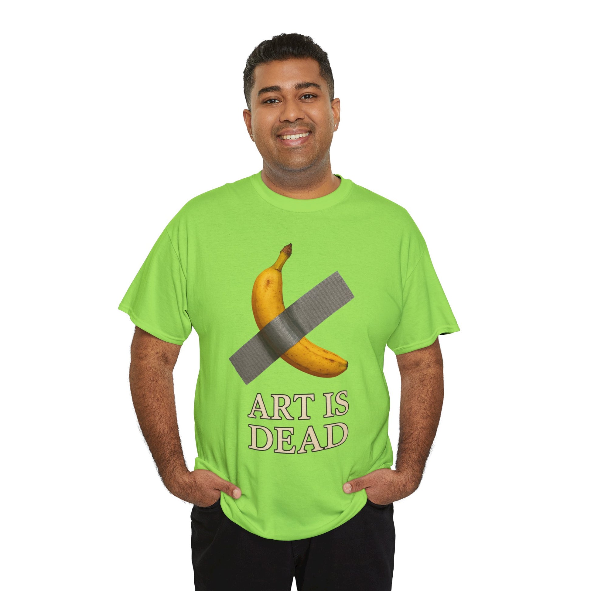 “ART IS DEAD” Banana Duct Tape Meme Tee – Satirical Art Parody Shirt by Trash Cult Supply Co.