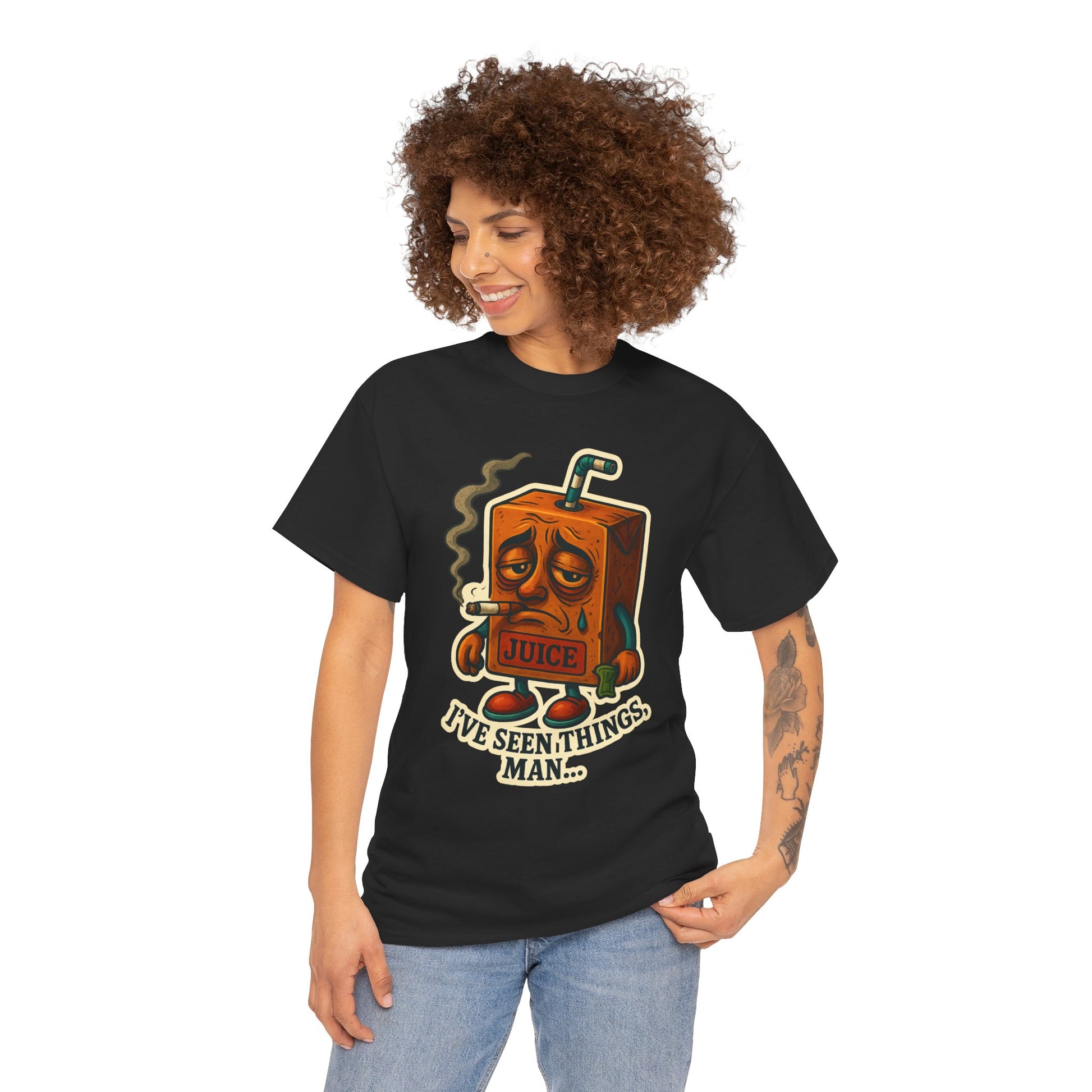 Juice Box Graphic Tee - I've Seen Things Man, Funny T-Shirt, Gift for Friends, Unisex Cotton Tee, Humor Merchandise