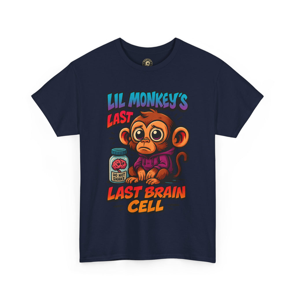 Lil Monkey’s Last Brain Cell Tee – Funny ADHD Cartoon Shirt – Gildan Heavy Cotton