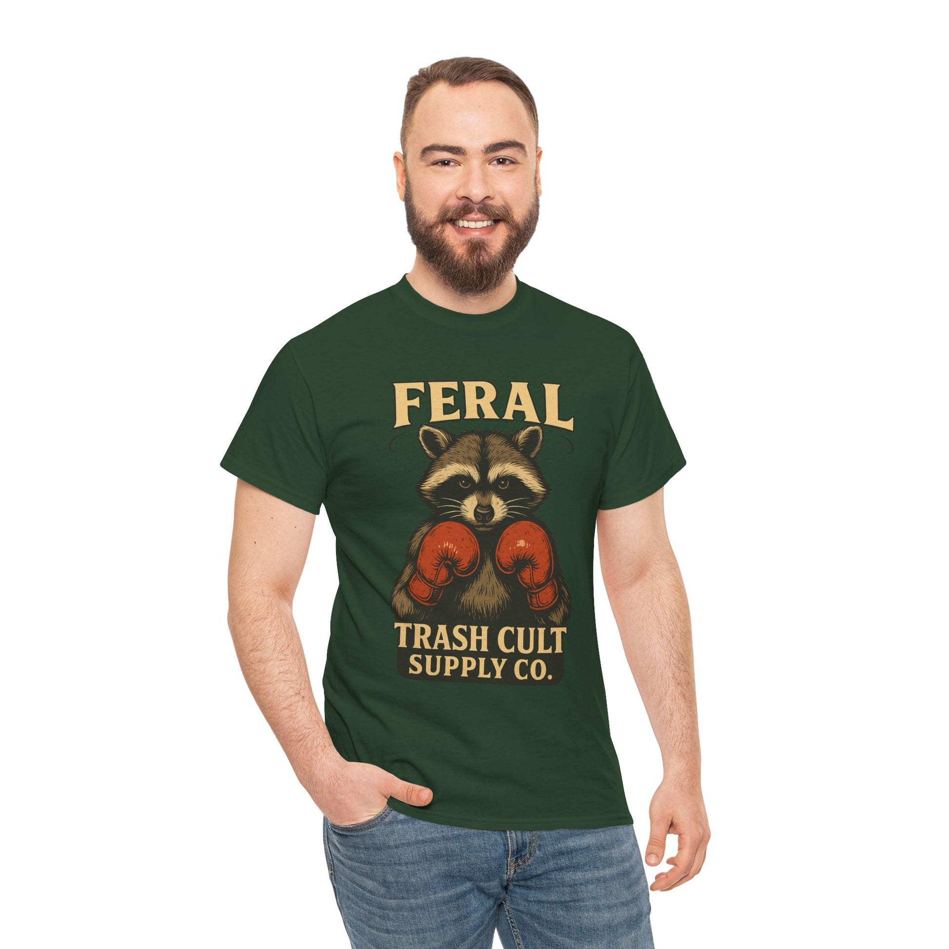 Feral Raccoon Tee - Unisex Heavy Cotton Tee, Cute Animal Shirt, Trendy Graphic Tee, Fun Gift for Animal Lovers, Casual Everyday Wear