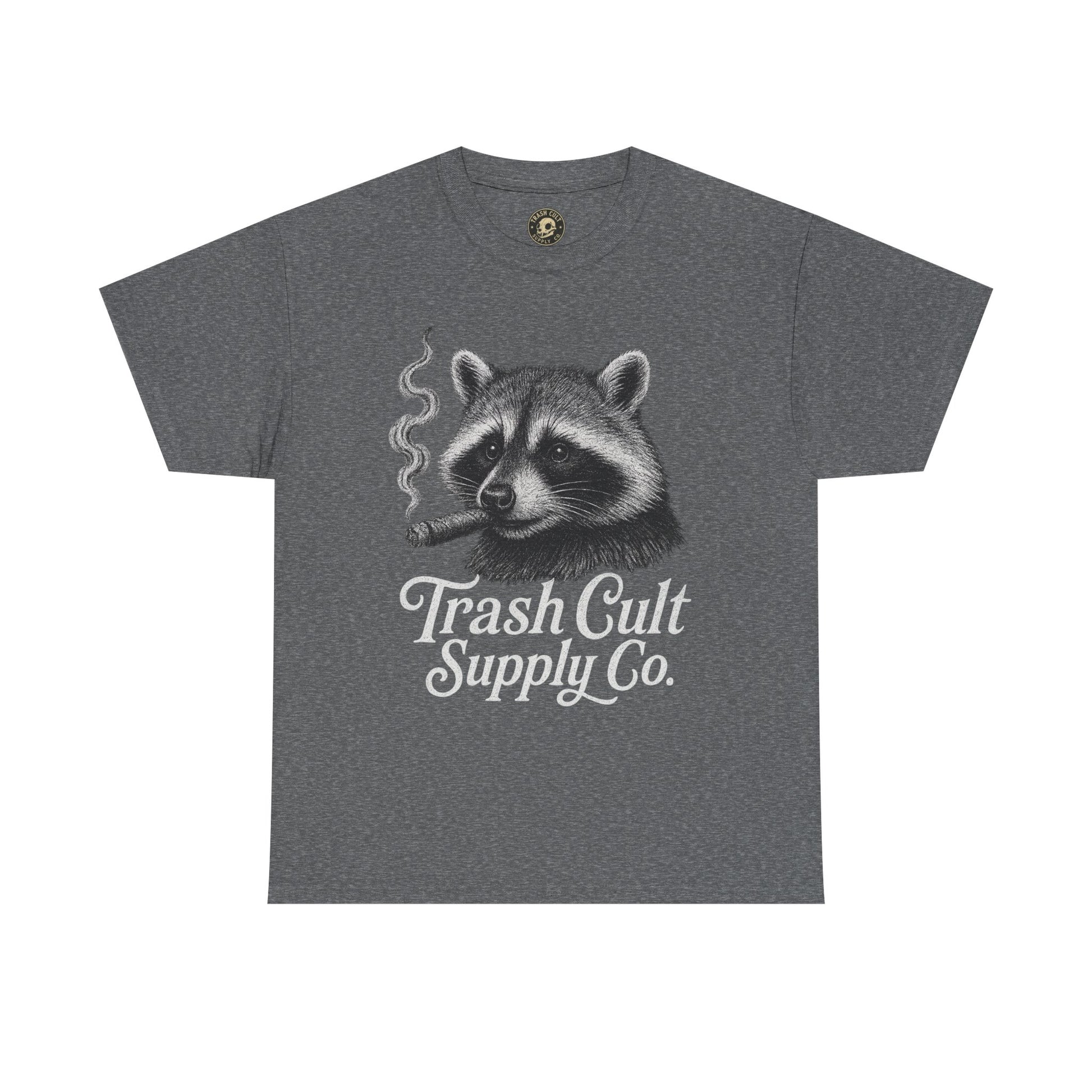 Monochrome Raccoon Cigar Shirt – Trash Cult Supply Co. | Gildan 5000 Tee