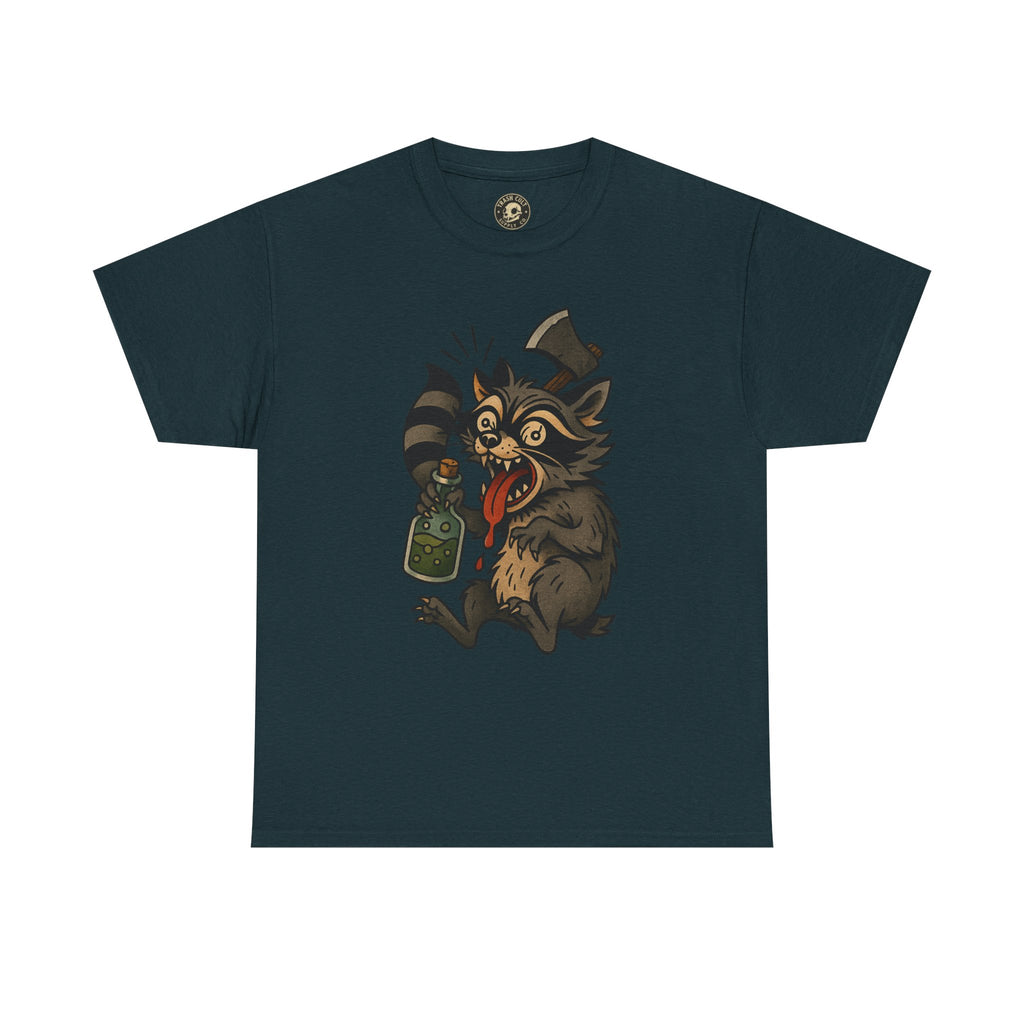 Unhinged Raccoon Shirt – Chaos Gremlin with Axe & Potion | Tattoo Style Tee