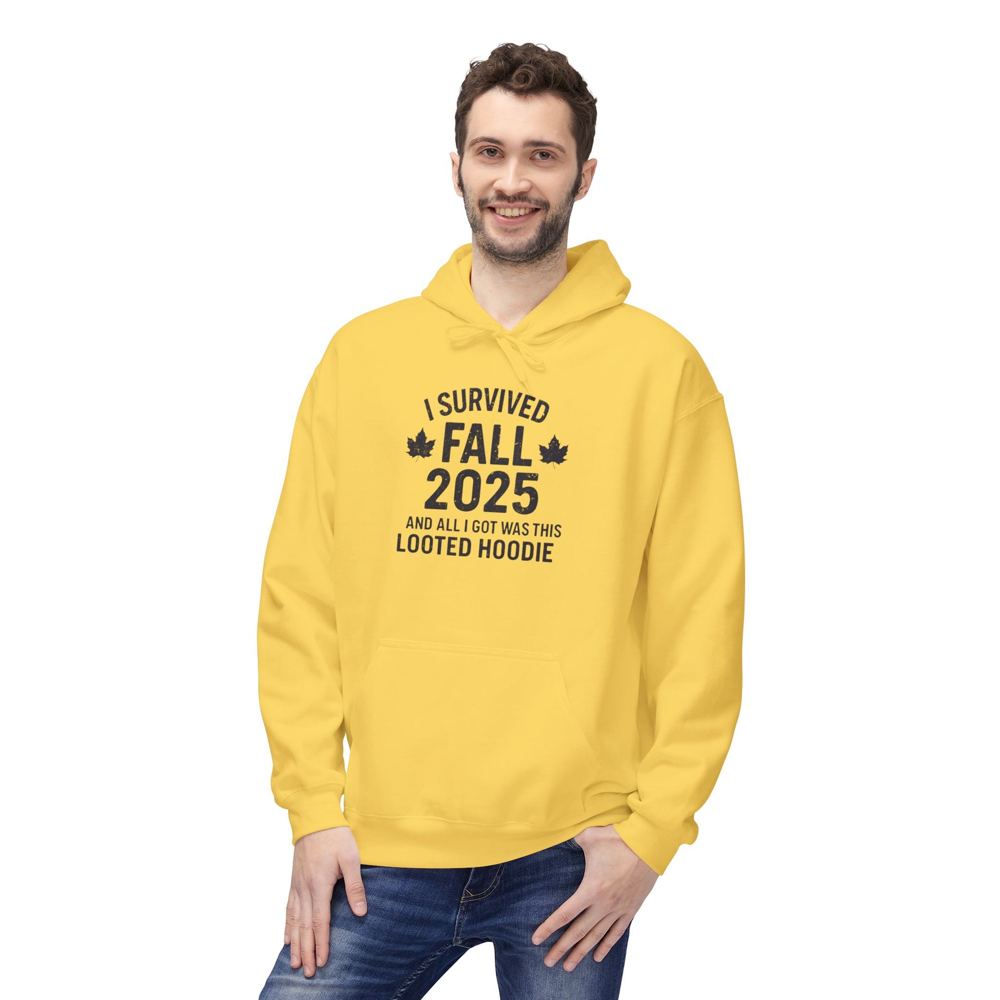 I Survived Fall 2025 Hoodie – Looted Hoodie Meme Sweatshirt – Fall of Humanity Collection – Trash Cult Supply Co.