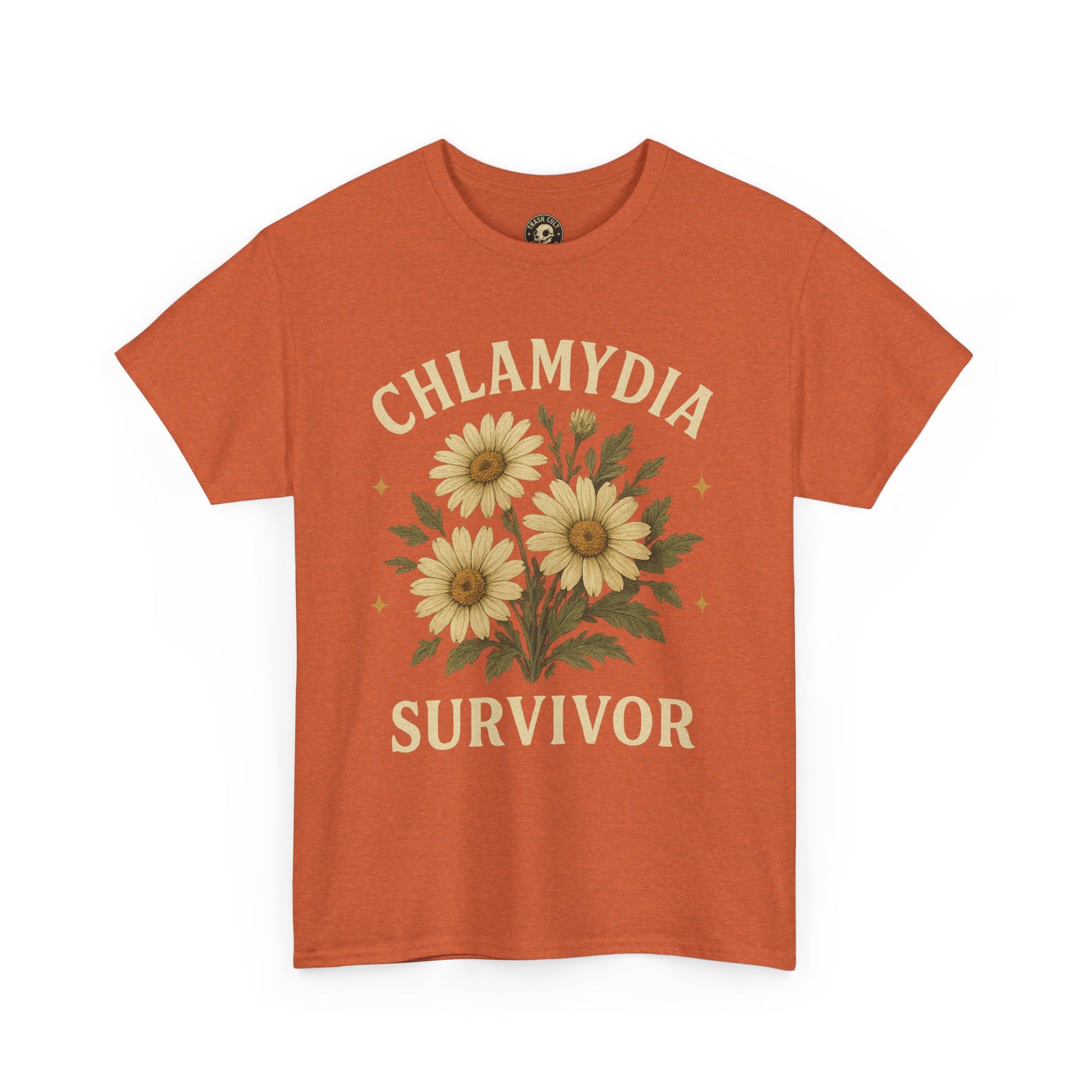 Chlamydia Survivor Vintage Floral Tee – Funny Bold Statement Shirt – Gildan 5000 Unisex Heavy Cotton