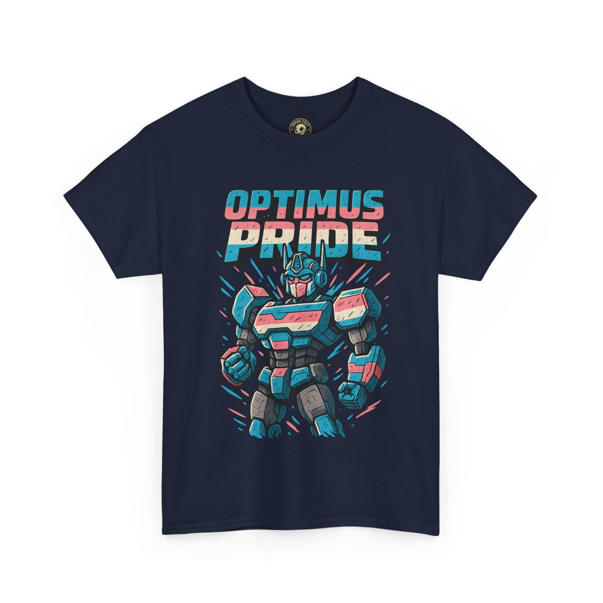 Optimus Pride T-Shirt – Funny Trans Mech LGBTQ+ Graphic Tee | Unisex Heavy Cotton Nerd Pride Shirt