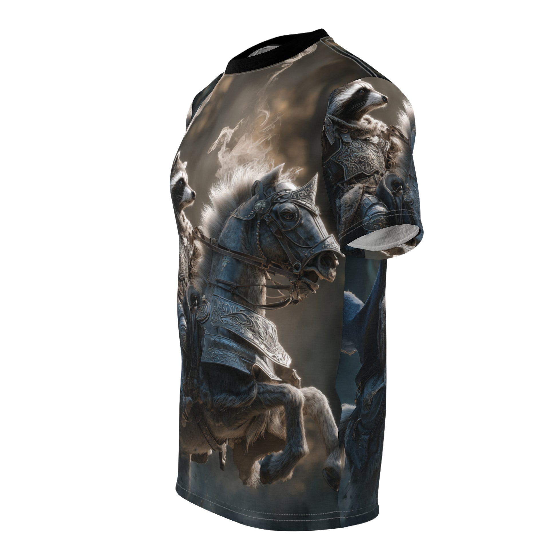 Fantasy Warrior Tee, Unisex Graphic T-Shirt, Animal Knight Apparel, Unique Costume Shirt, Gift for Gamers, Medieval Style Top