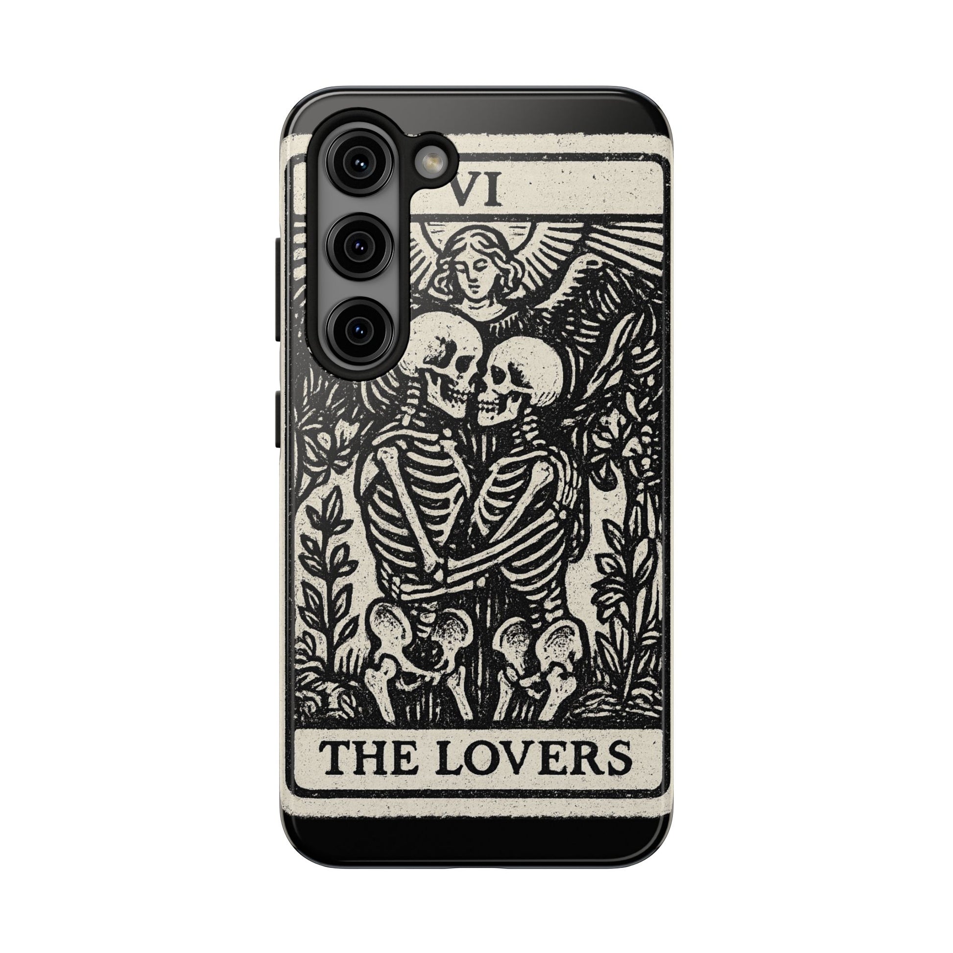 Tough Phone Case with Skeleton Lovers Design, Gothic Phone Cover, Unique Couples Gift, Halloween Accessory, Edgy Tech Design