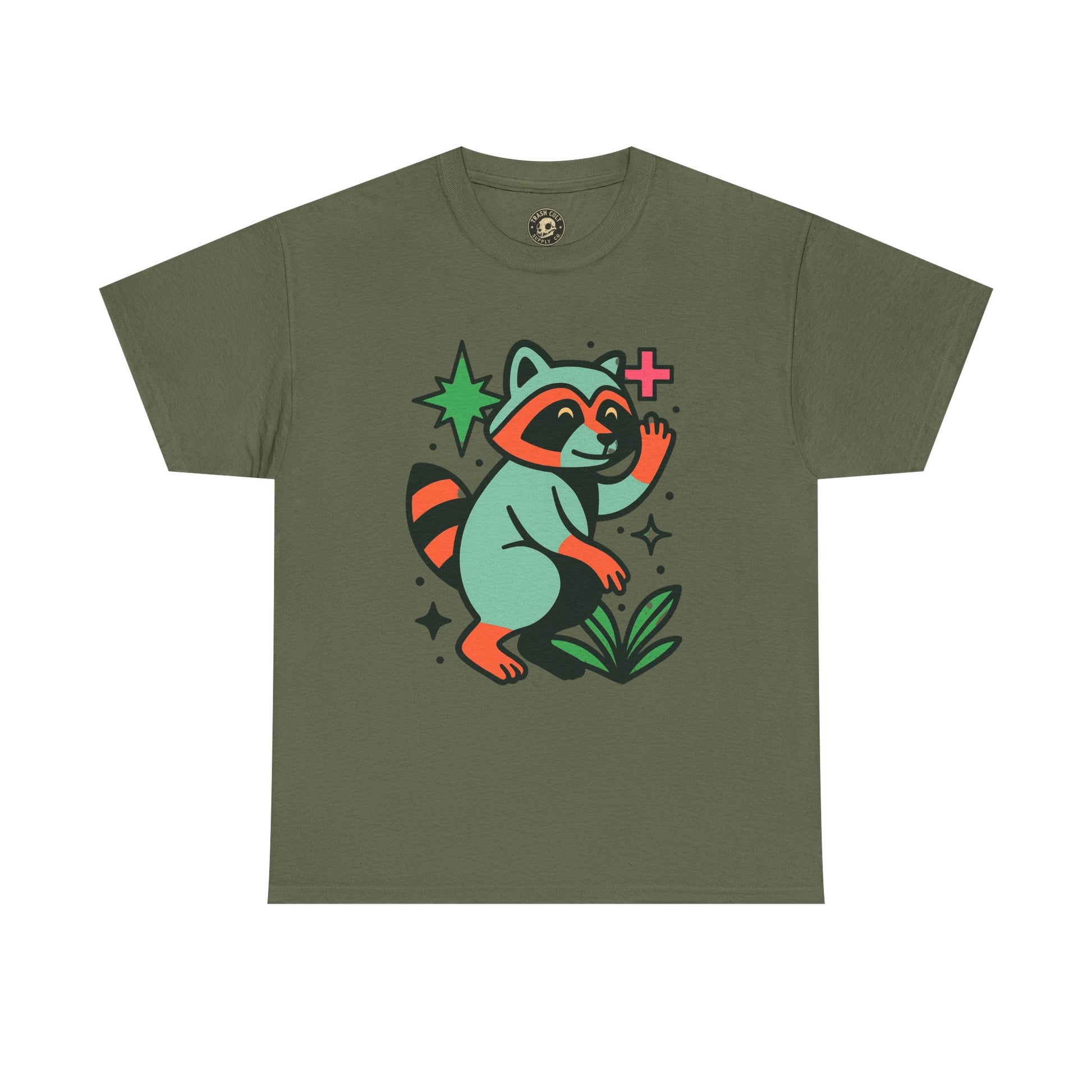 Playful Raccoon Unisex Heavy Cotton Tee | Cute Animal Shirt for Nature Lovers, Graphic Tee, Gift for Kids, Casual Wear, Eco-Friendly