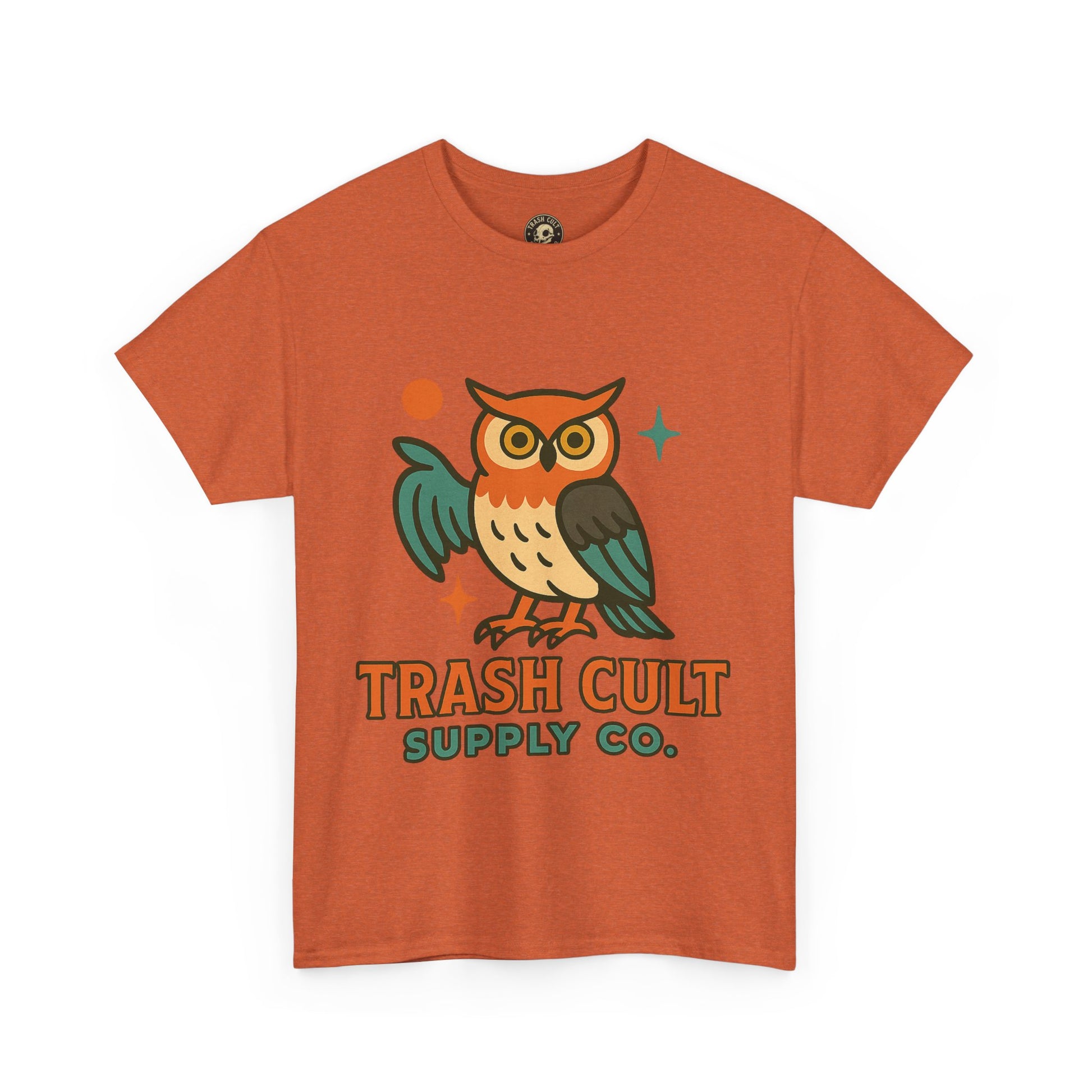 Vintage Owl Graphic Tee, Unisex Heavy Cotton Tee, Trash Cult Shirt, Nature Lover Gift, Eco-Friendly Apparel