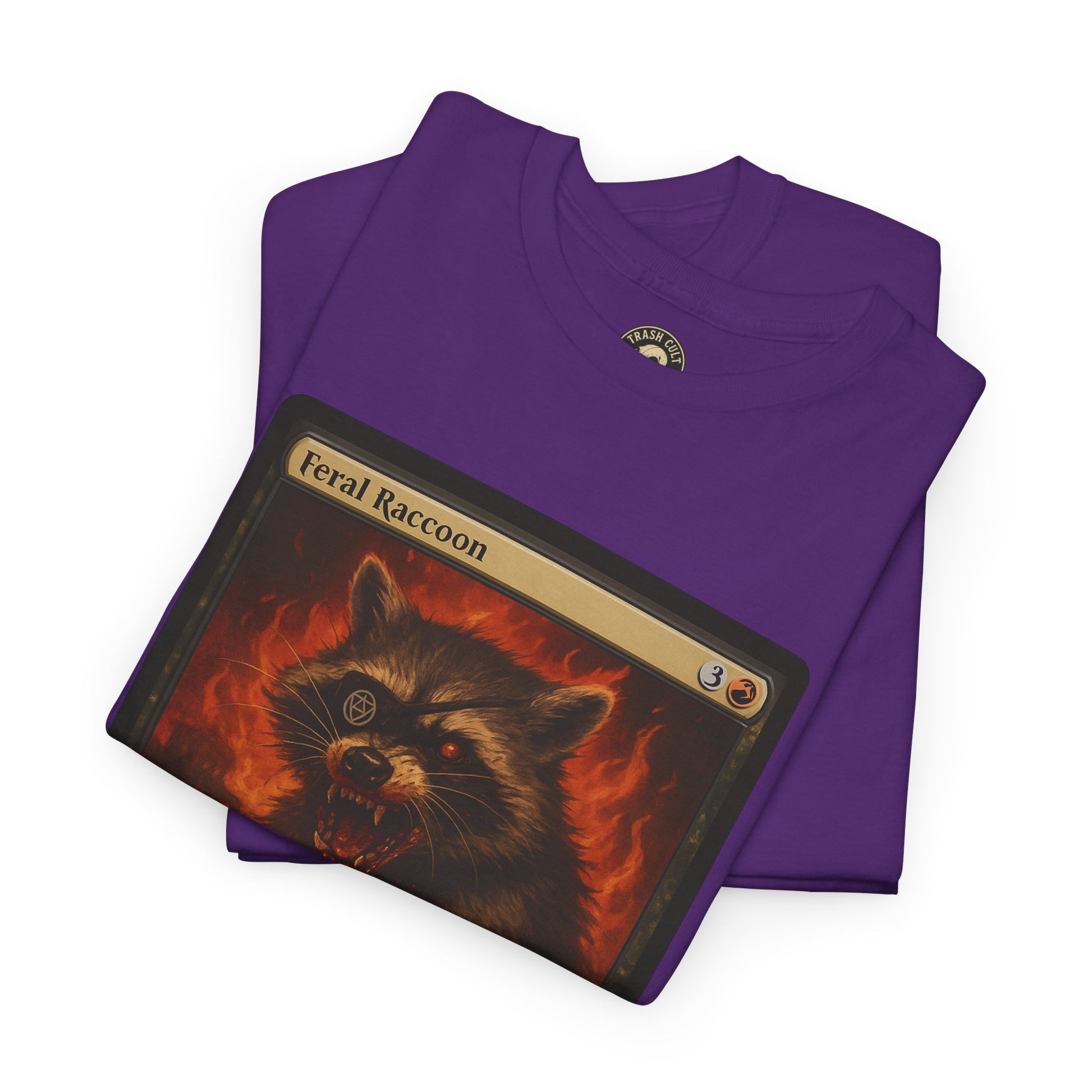 Feral Raccoon Magic Card Shirt – MTG-Inspired Beast Rogue Tee, Trash Cult Creature Card, Gildan 5000 Unisex T-Shirt