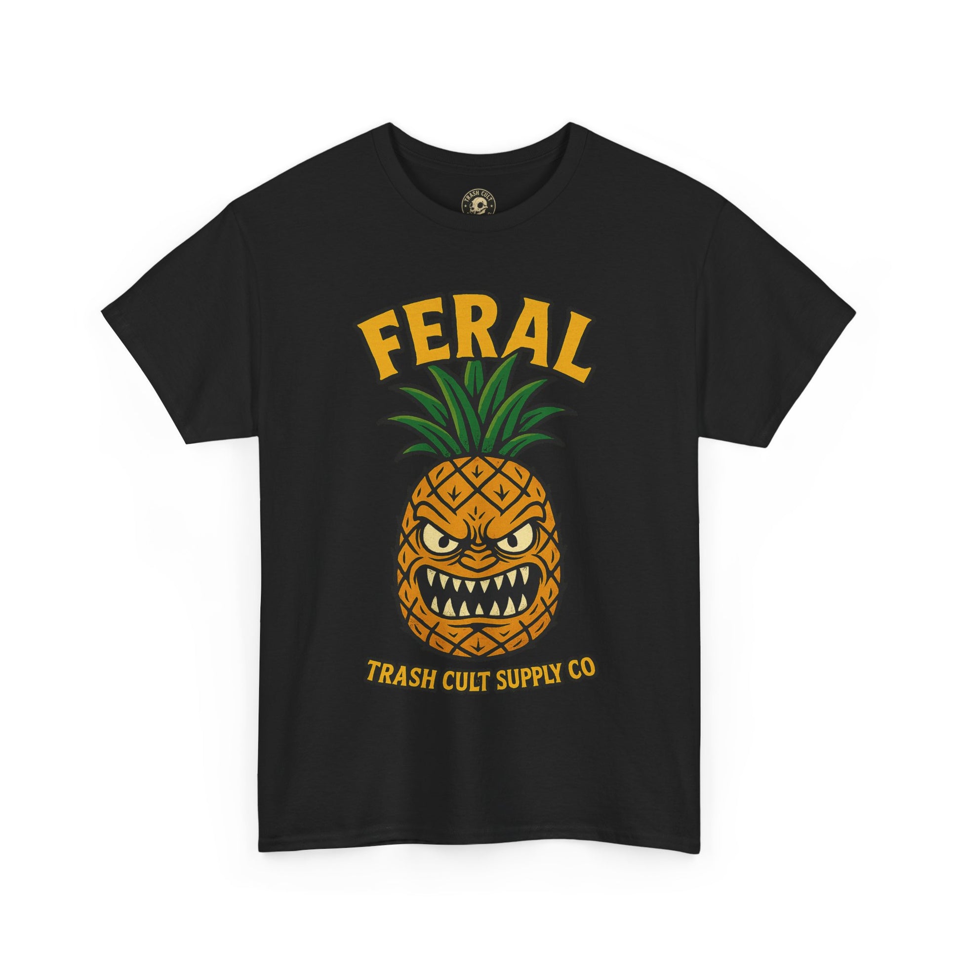 Feral Evil Pineapple Shirt – Aggressive Fruit Trashcore Tee – Gildan 5000 Unisex