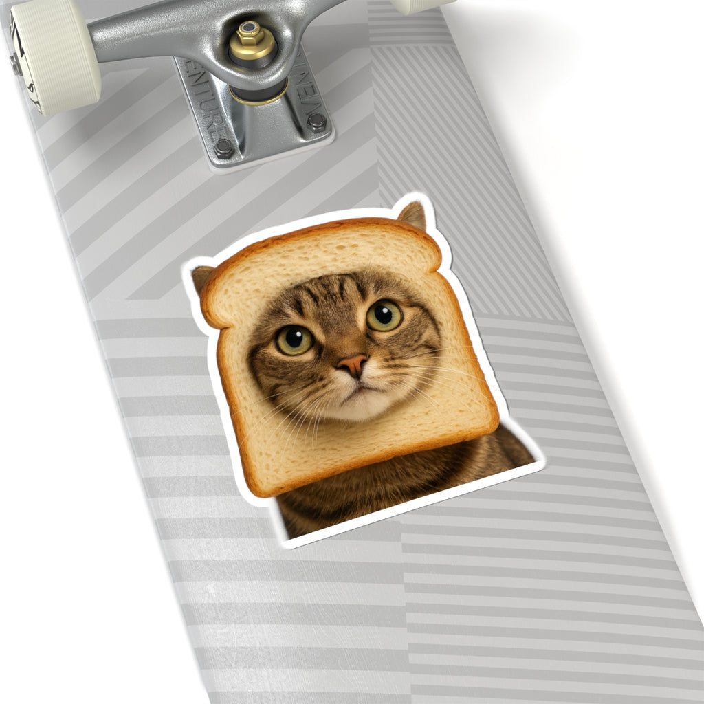 In Bread Cat Kiss Cut Sticker – Funny Realistic Cat Meme – Bread Face Kitty Decal