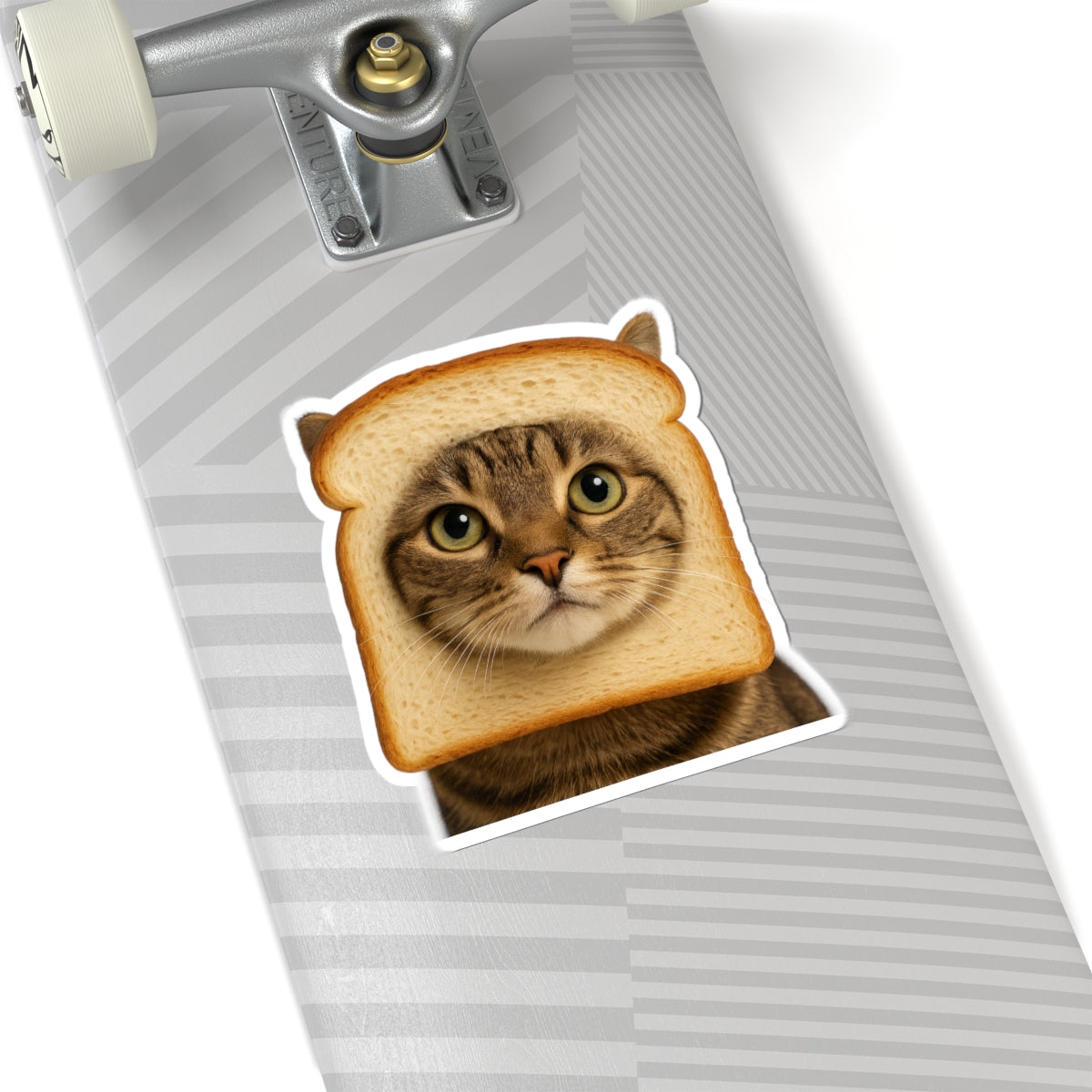 In Bread Cat Kiss Cut Sticker – Funny Realistic Cat Meme – Bread Face Kitty Decal