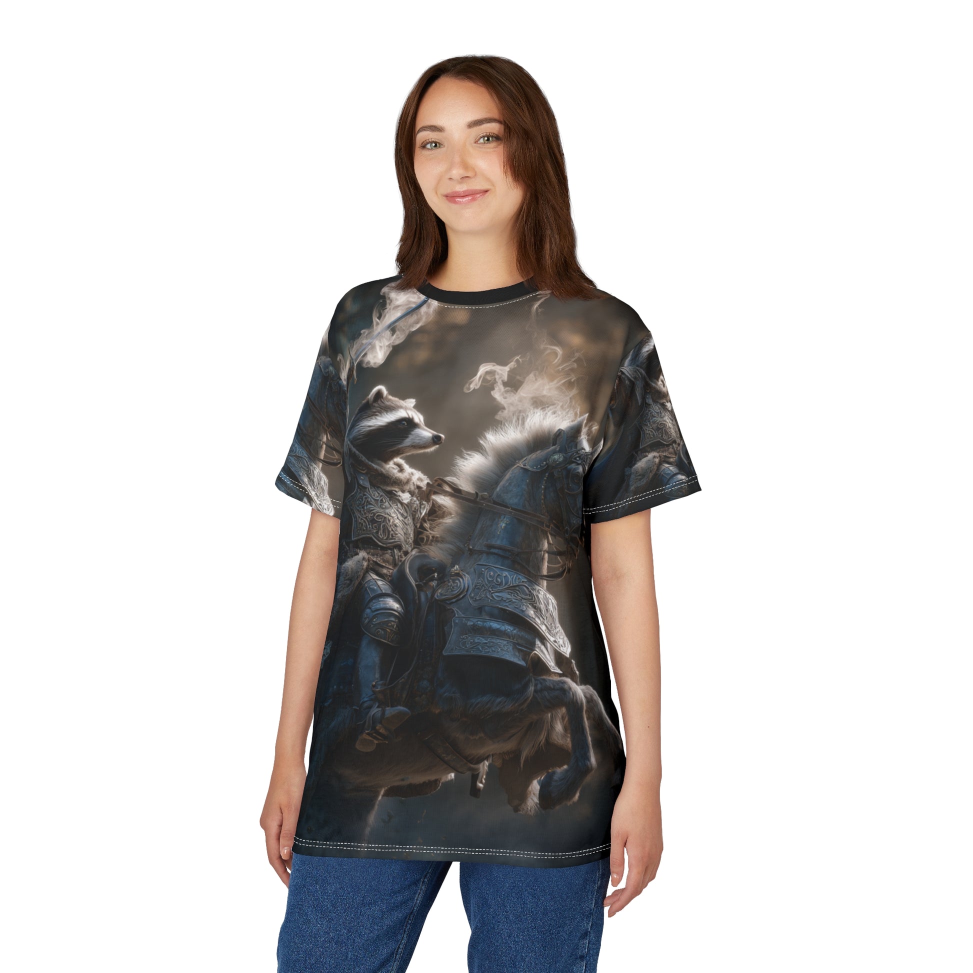 Fantasy Warrior Tee, Unisex Graphic T-Shirt, Animal Knight Apparel, Unique Costume Shirt, Gift for Gamers, Medieval Style Top