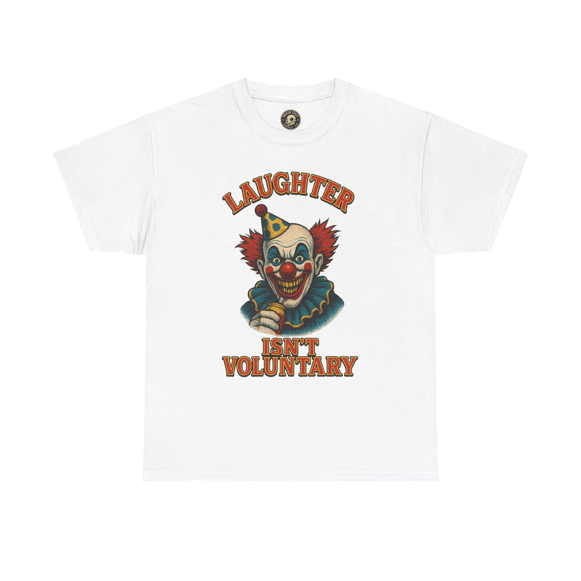Laughter Isn’t Voluntary Creepy Clown Shirt – Circus Horror Tee – Gildan 5000