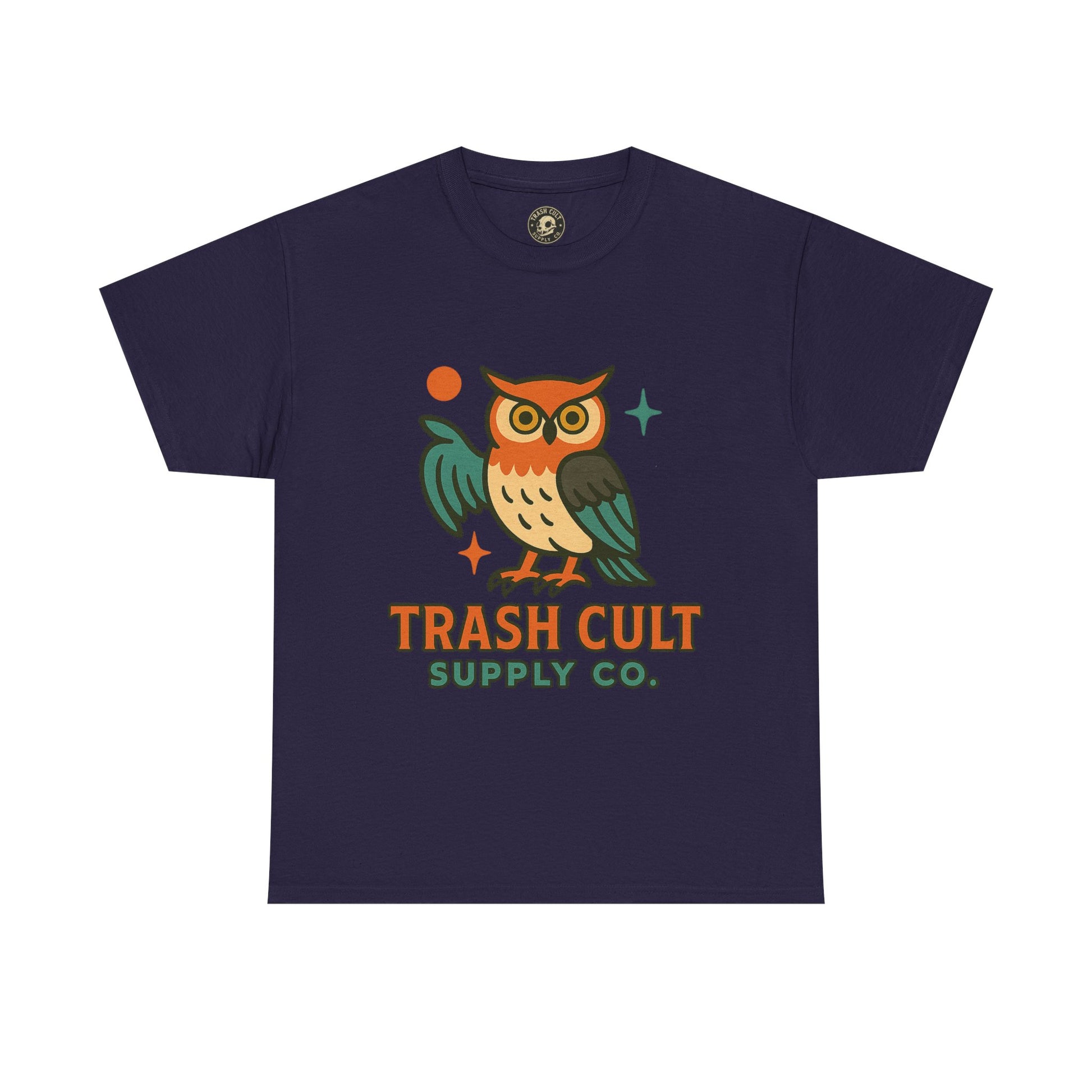 Vintage Owl Graphic Tee, Unisex Heavy Cotton Tee, Trash Cult Shirt, Nature Lover Gift, Eco-Friendly Apparel