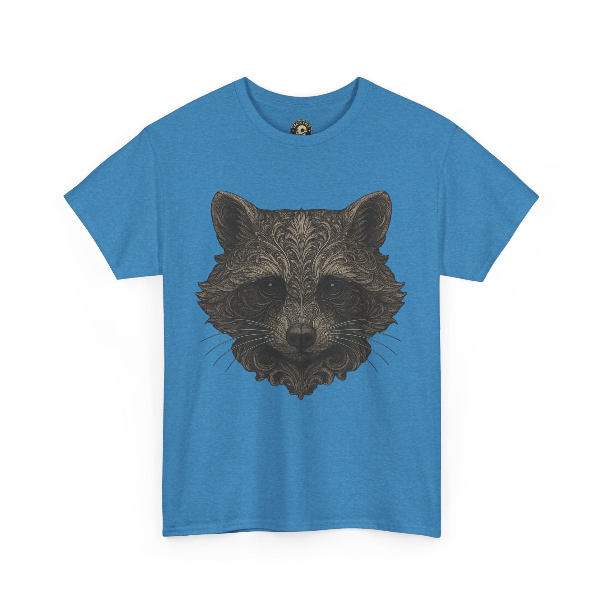 Ornate Raccoon Face Shirt – Intricate Woodland Animal Art Tee – Tattoo-Inspired Forest Aesthetic – Trash Cult Supply Co.