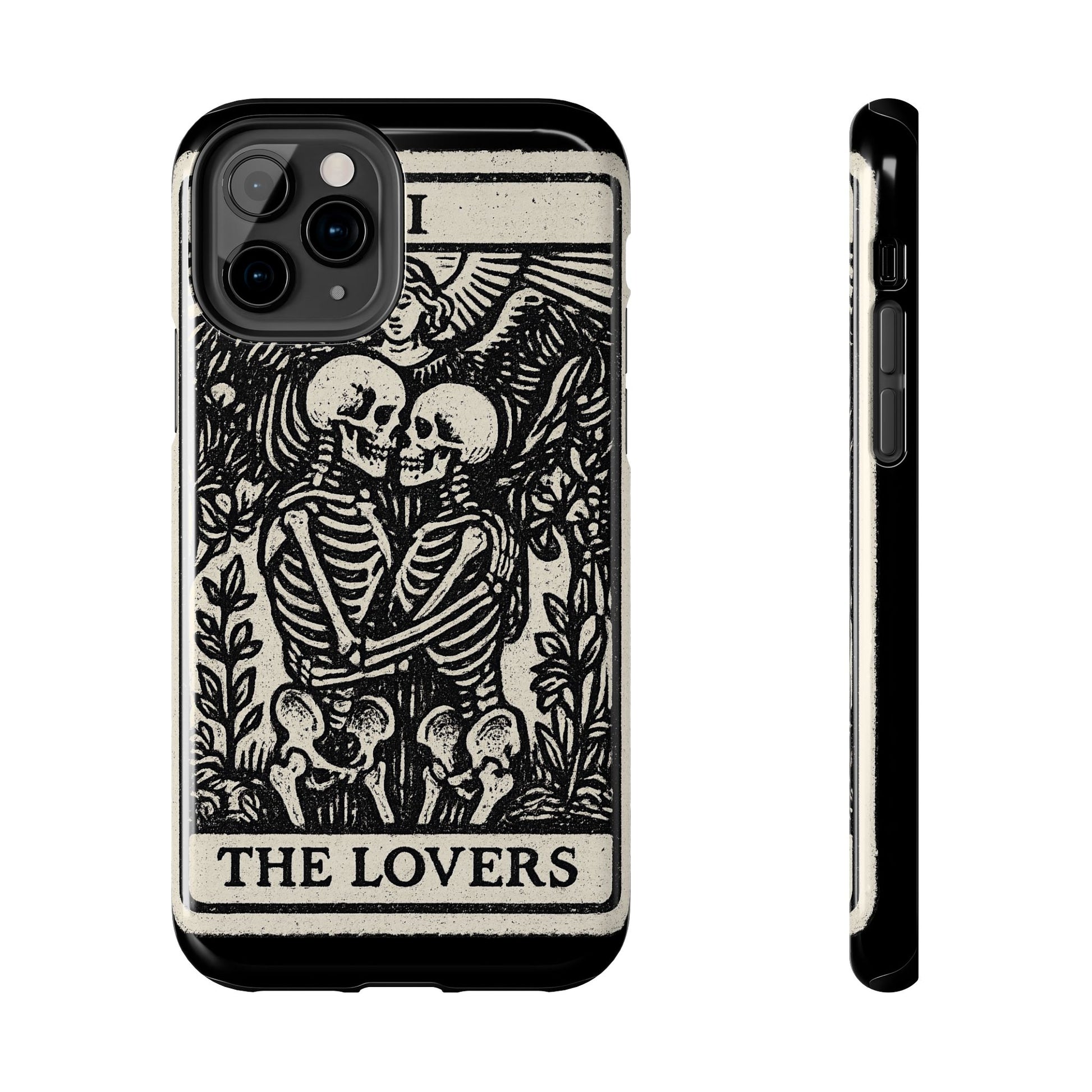 Tough Phone Case with Skeleton Lovers Design, Gothic Phone Cover, Unique Couples Gift, Halloween Accessory, Edgy Tech Design