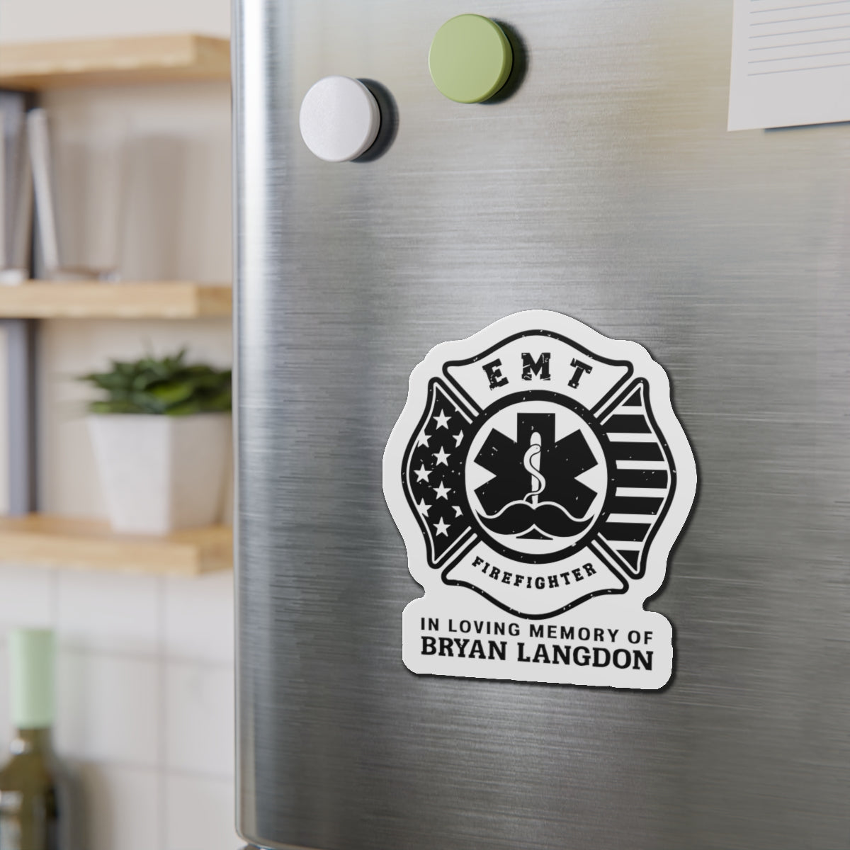 Memorial EMT Firefighter Die-Cut Magnet, Tribute to Heroes, First Responder Gift, Fridge Decor, Remembrance Magnet