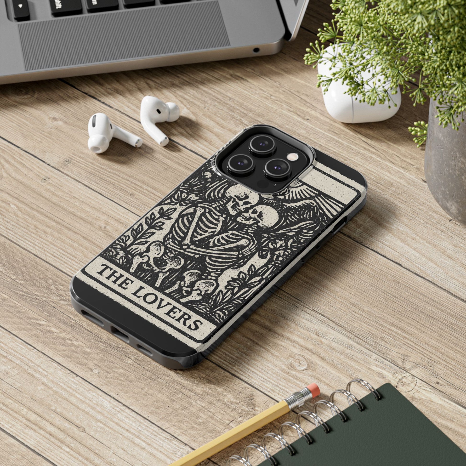 Tough Phone Case with Skeleton Lovers Design, Gothic Phone Cover, Unique Couples Gift, Halloween Accessory, Edgy Tech Design