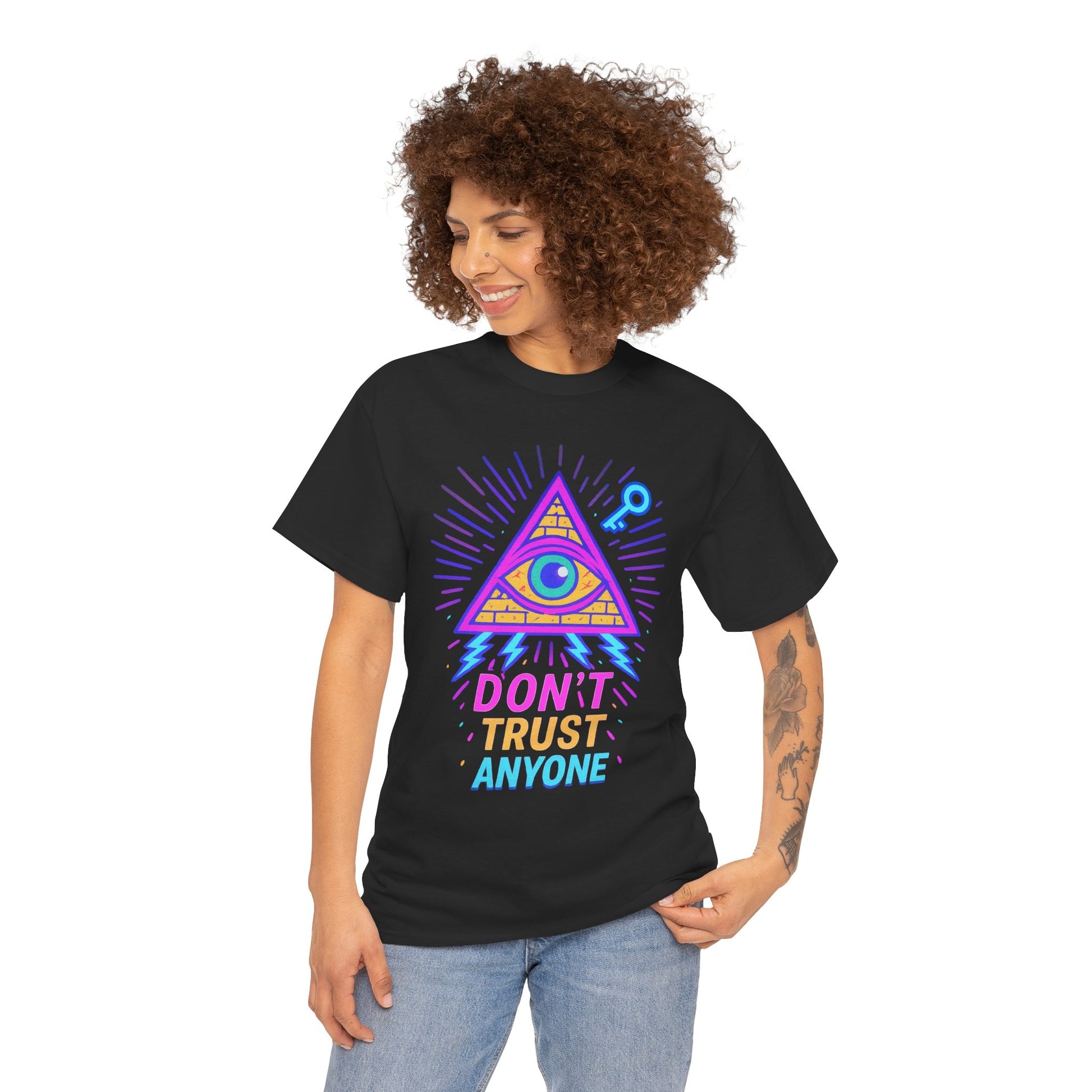 Don’t Trust Anyone – Limited Edition Neon All-Seeing Eye Tee | Gildan 5000 | Illuminasty Drop
