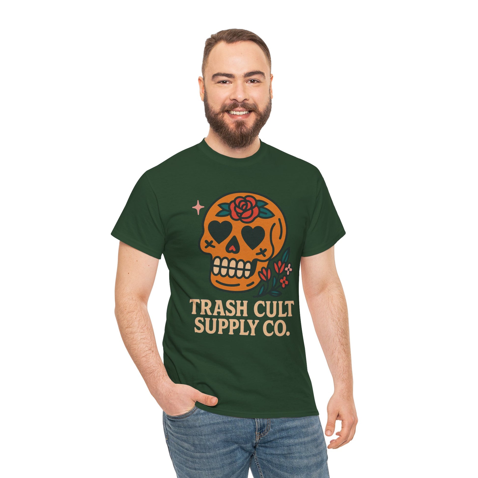 Sugar Skull T-Shirt – Trash Cult Supply Co. – Gildan 5000 Heavy Cotton Tee