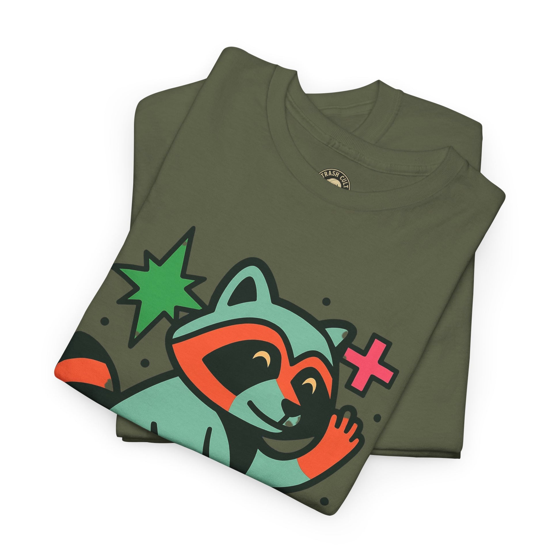Playful Raccoon Unisex Heavy Cotton Tee | Cute Animal Shirt for Nature Lovers, Graphic Tee, Gift for Kids, Casual Wear, Eco-Friendly