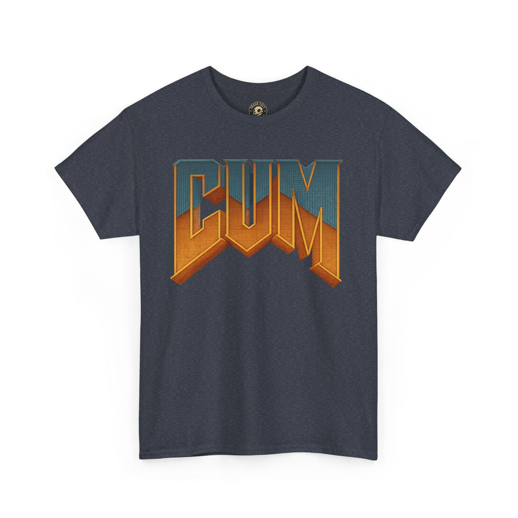CUM Parody Metal Logo Shirt – Doom-Inspired Retro Gamer Tee on Gildan 5000