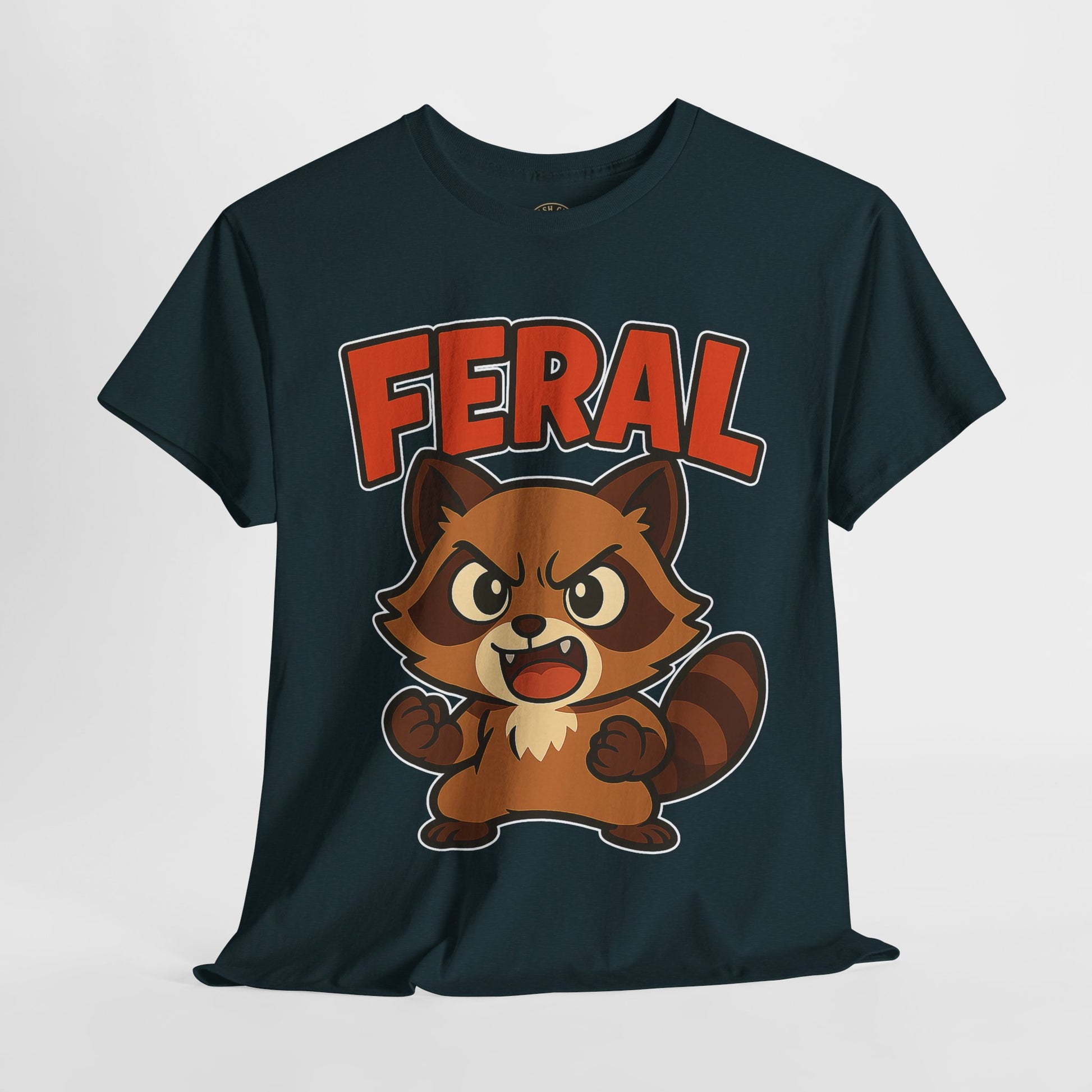 Feral Cartoon Tee - Unisex Heavy Cotton Shirt, Cute Graphic, Animal Lovers Gift, Casual Wear, Fun T-Shirt for Kids & Adults