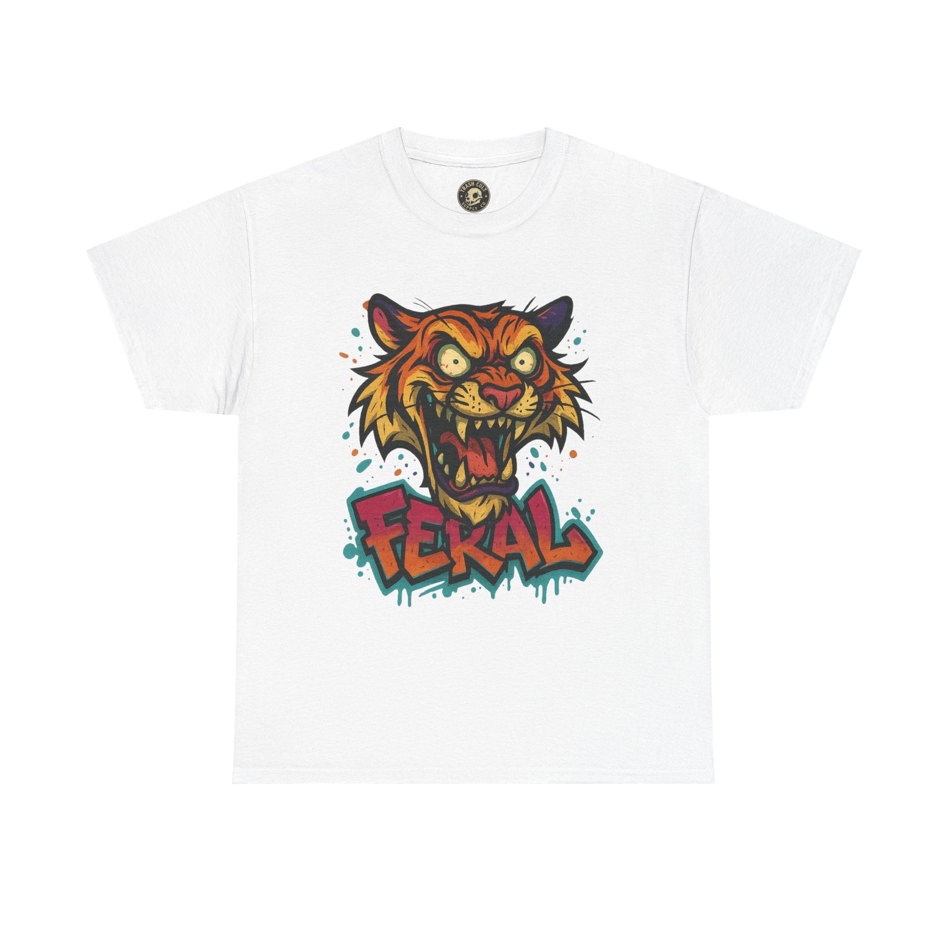 Feral Tiger Graphic Tee, Custom Artwork Shirt, Vintage Style T-Shirt, Casual Wear, Unique Gift for Animal Lovers
