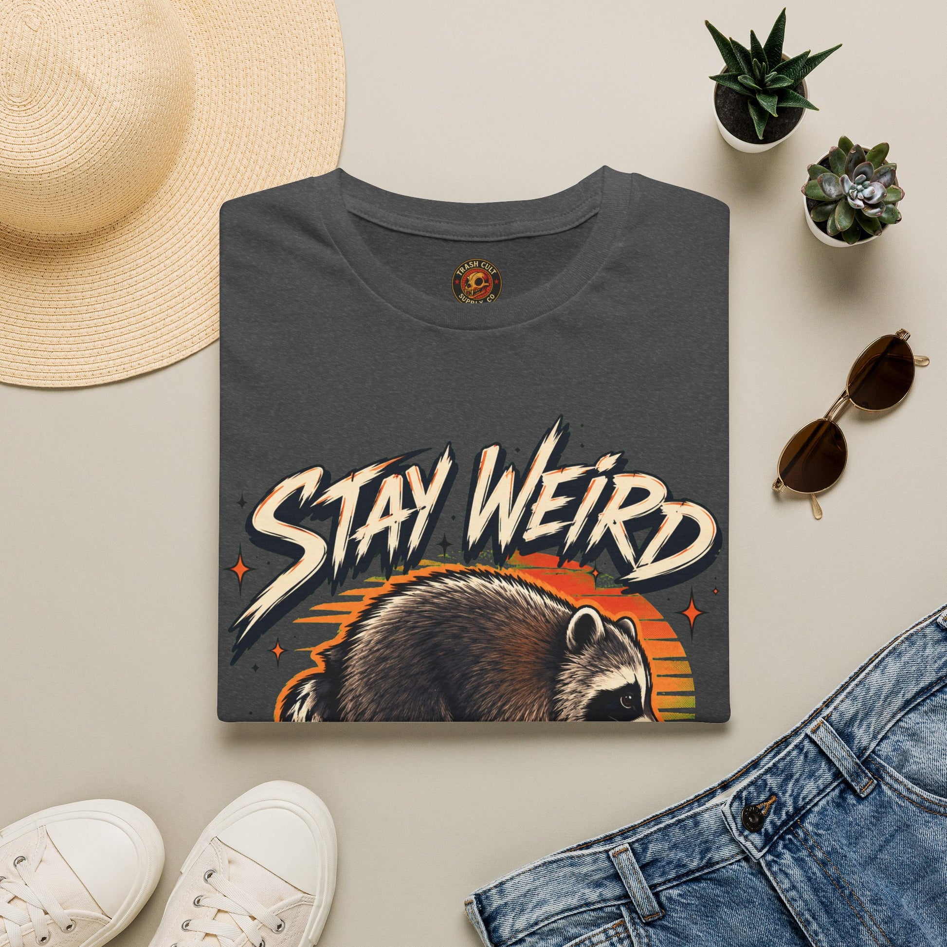 Stay Weird Raccoon Jimothy T-Shirt — Vintage Graphic Tee