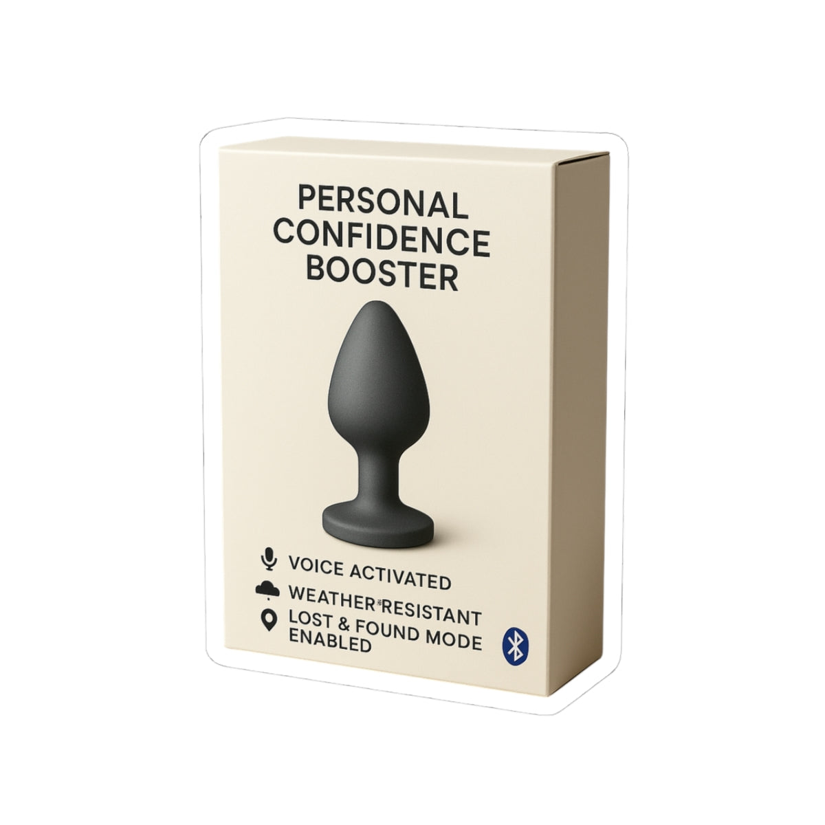 Personal Confidence Booster Sticker – Funny Bluetooth Gadget Parody | Kiss Cut Sticker