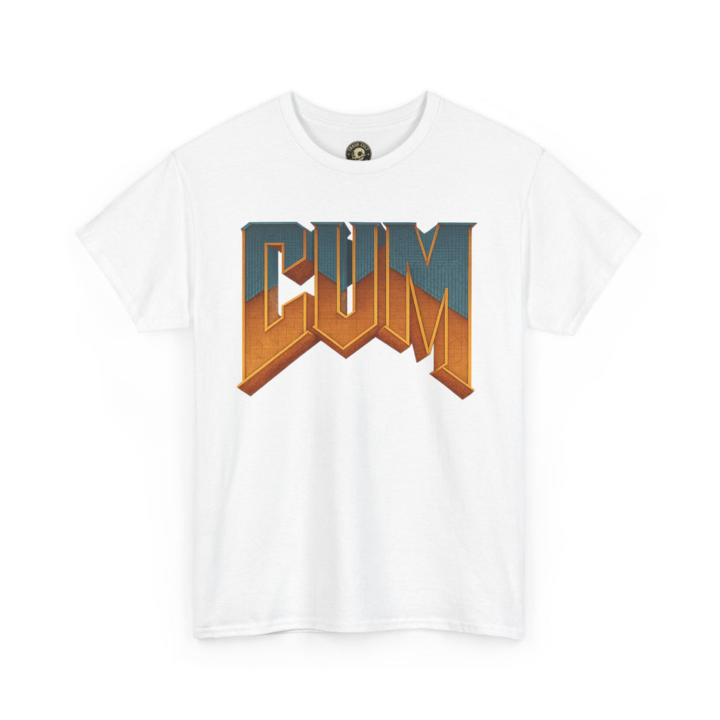 CUM Parody Metal Logo Shirt – Doom-Inspired Retro Gamer Tee on Gildan 5000