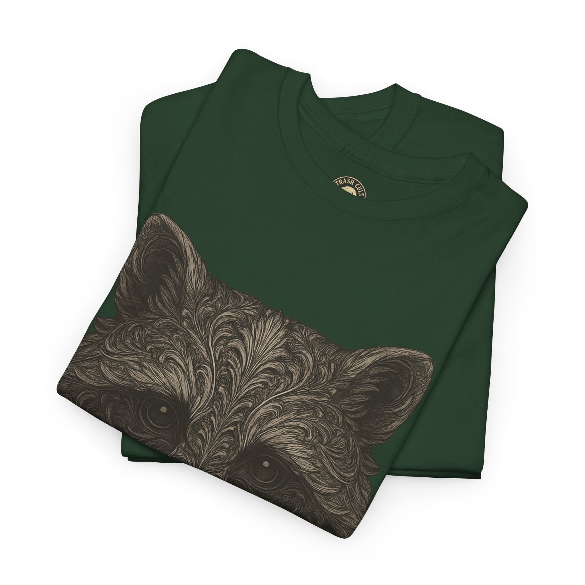 Ornate Raccoon Face Shirt – Intricate Woodland Animal Art Tee – Tattoo-Inspired Forest Aesthetic – Trash Cult Supply Co.