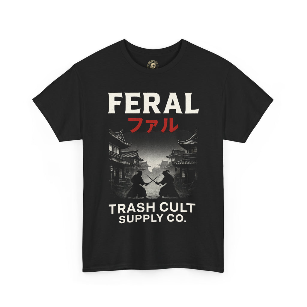 FERAL Samurai Shirt – Japanese Village & Warrior Graphic | Trash Cult Supply Co | Gildan 5000 Tee