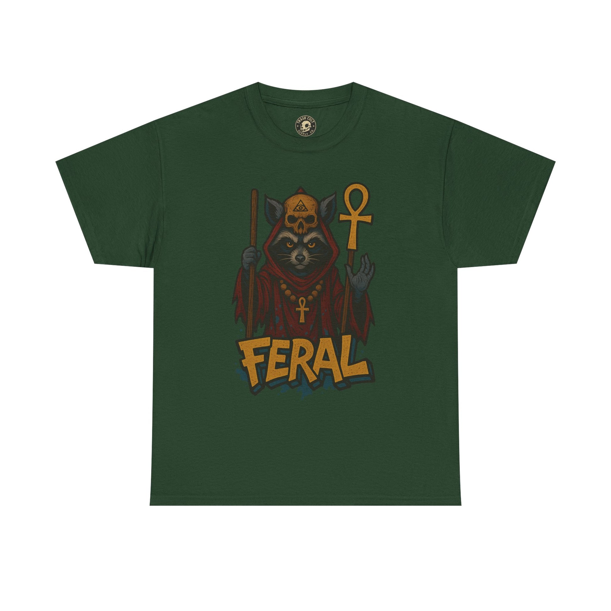 FERAL Raccoon Cult Leader Shirt – Graffiti Style Streetwear Tee | Bold Trashcore Design on Gildan 5000