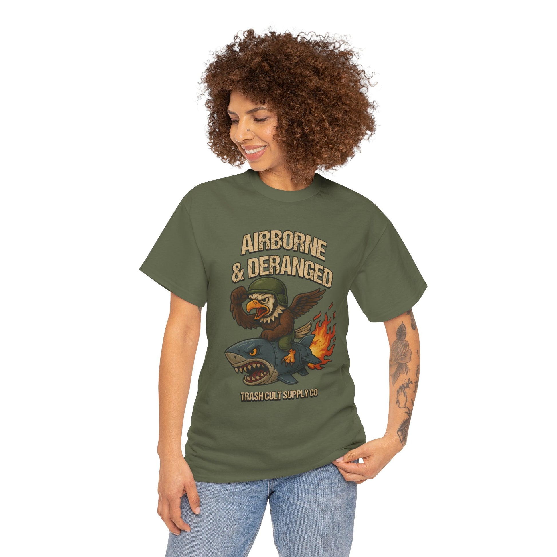 Airborne & Deranged T-Shirt – Trash Cult Supply Co. | Gildan 5000 Heavy Cotton Tee