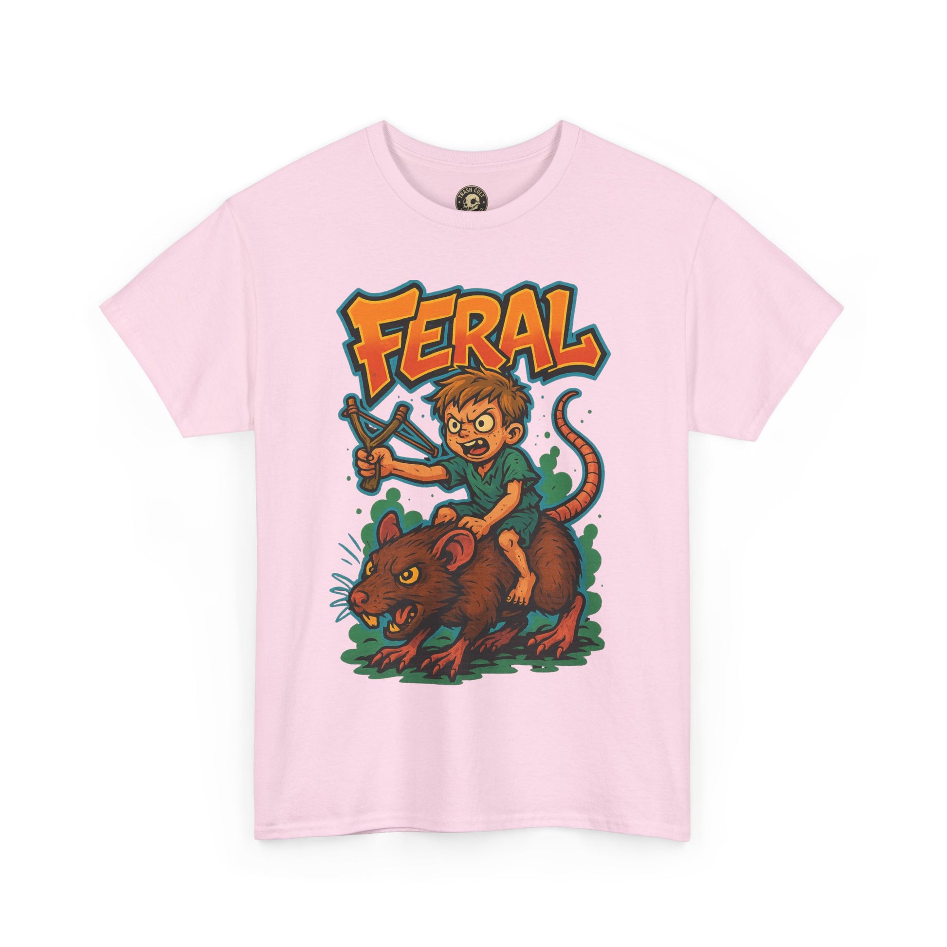 FERAL Graffiti Rat Rider T-Shirt – Bold New School Streetwear | Gildan 5000 Chaos Graphic Tee