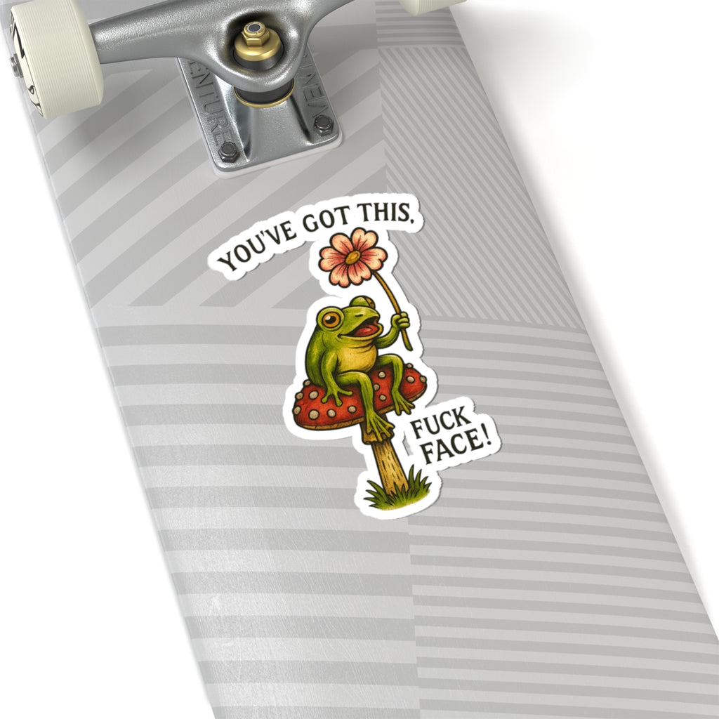 Kiss-Cut Stickers: Motivational Frog Design for Laptops, Journals, Water Bottles, Gifts, Fun Decor