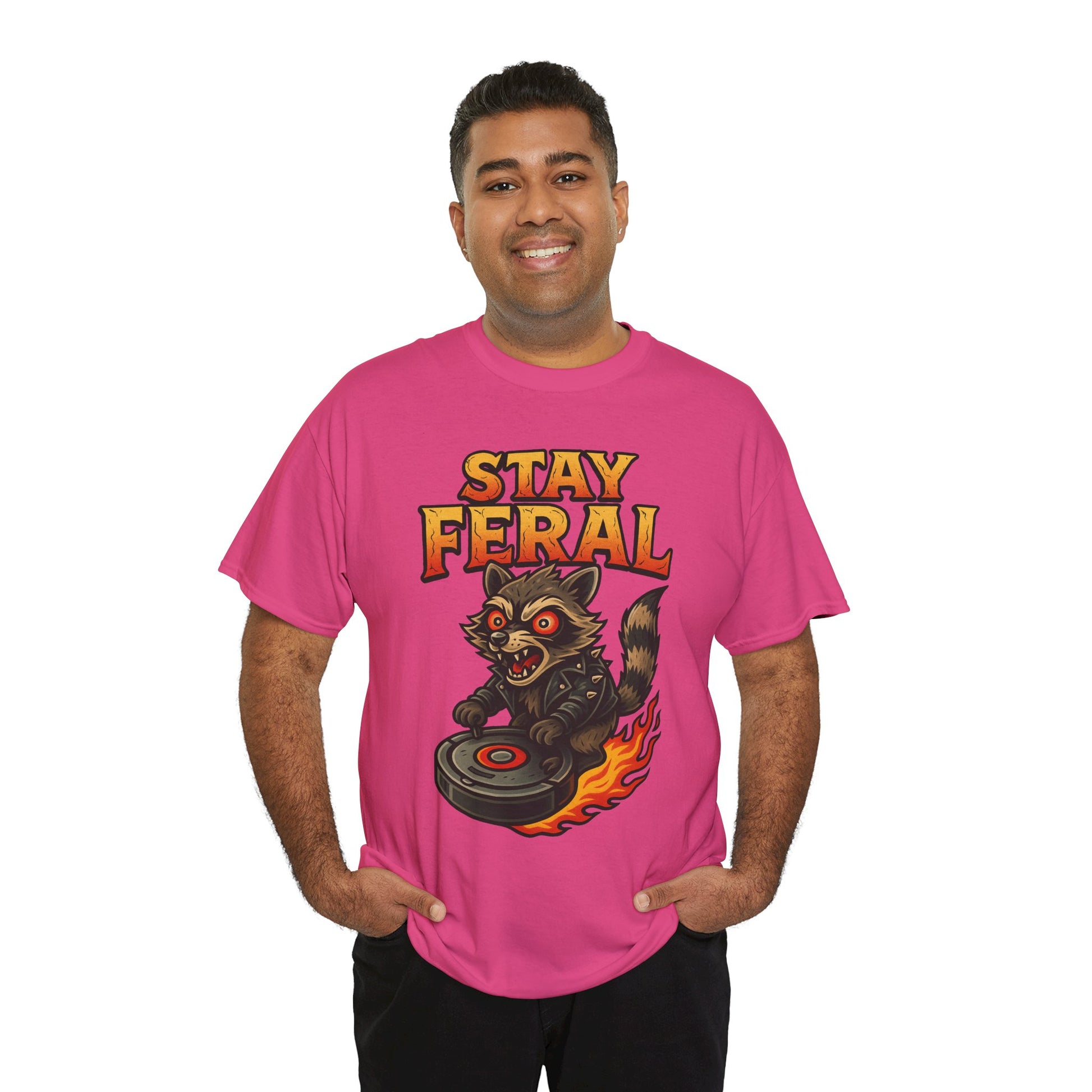 Stay Feral Roomba Raccoon T-Shirt – Bold New School Tattoo Style | Trash Cult Supply Co
