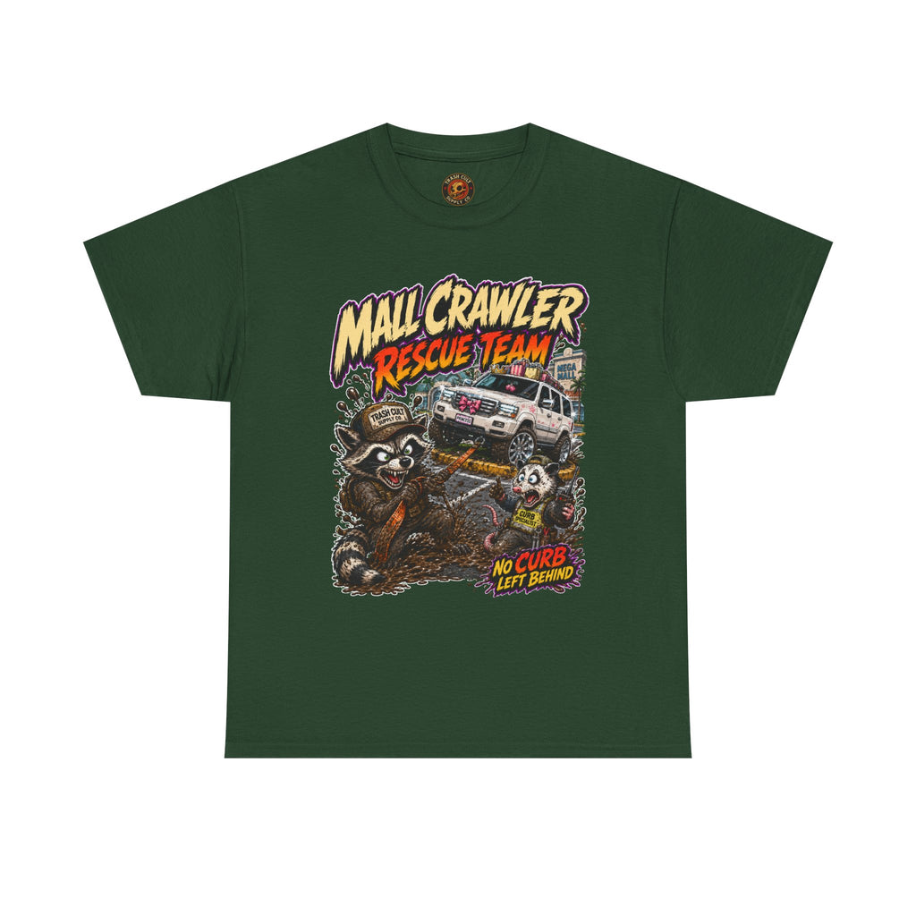 Mall Crawler Rescue Team T‑Shirt — Vintage Raccoon Rescue Graphic Tee (“No Curb Left Behind”)