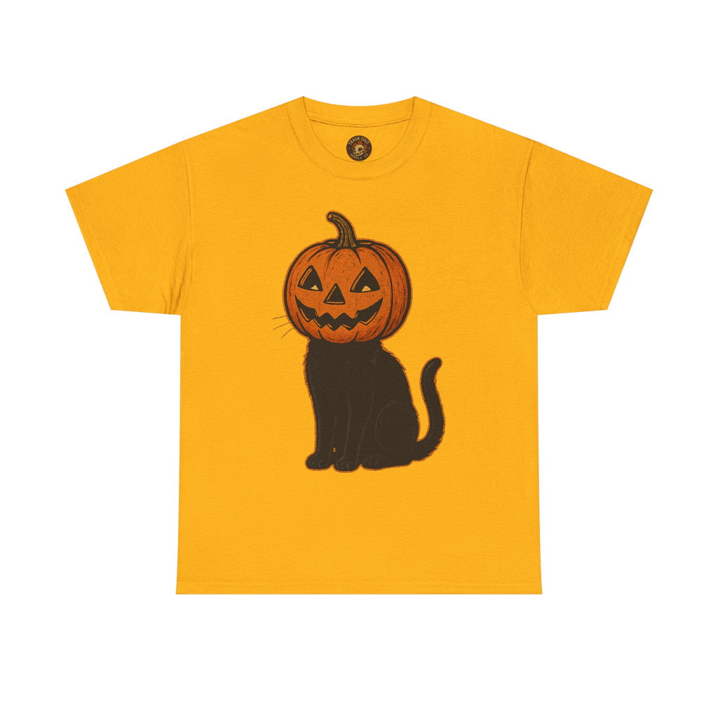 Black Cat Pumpkin Head Halloween T-Shirt – Jack O’Lantern Cat Design